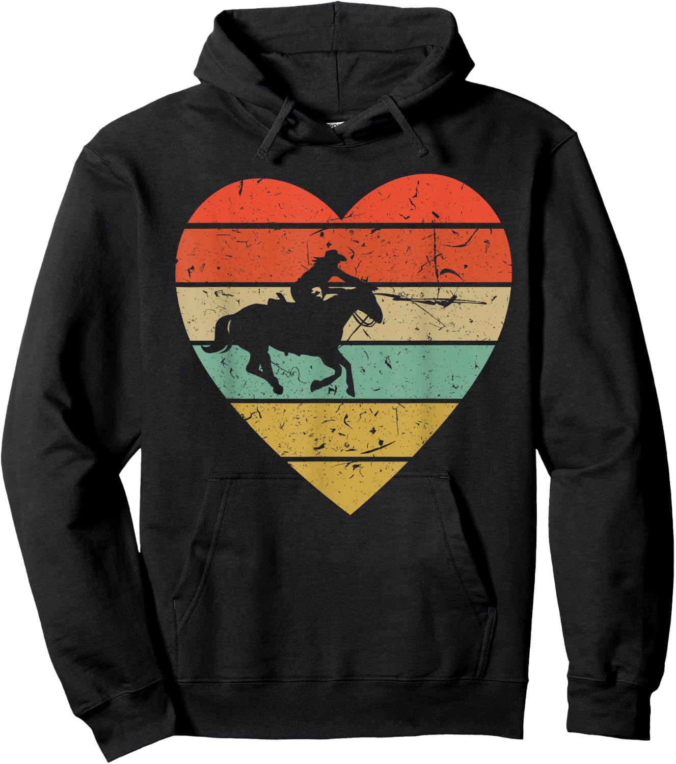 Roping Vintage Design Retro Horse Calf Roper Heart Sport Fan Hoodie - Hoodie | Black
