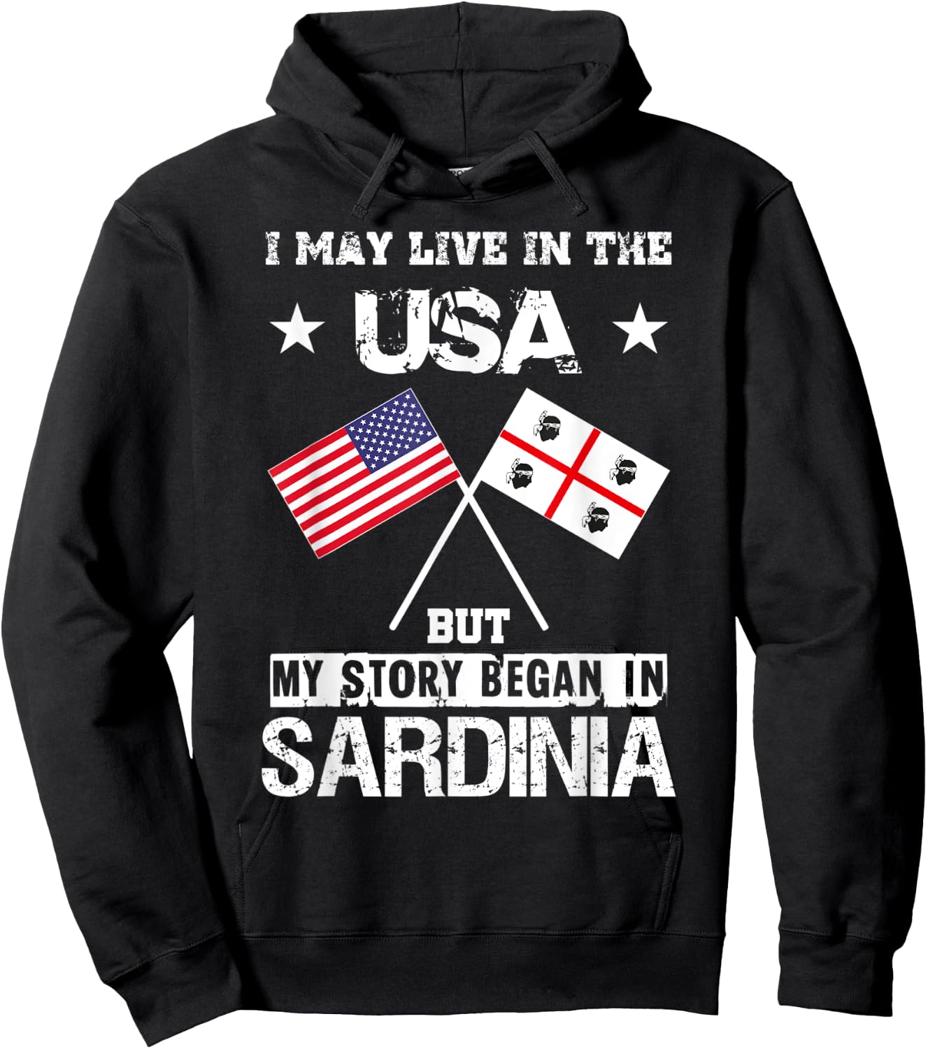 USA America Sardinia Flag My Story Began Sardegna Hoodie - Hoodie | Black