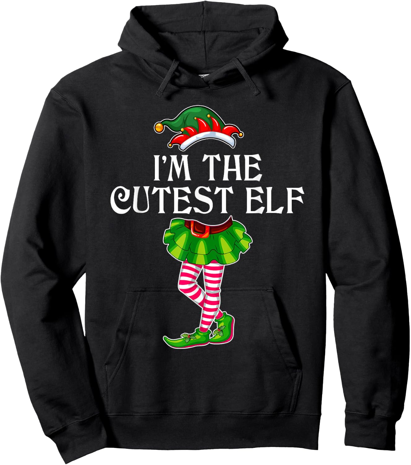 I'm the Cutest Elf Christmas Matching Family Group Funny Hoodie - Hoodie | Black