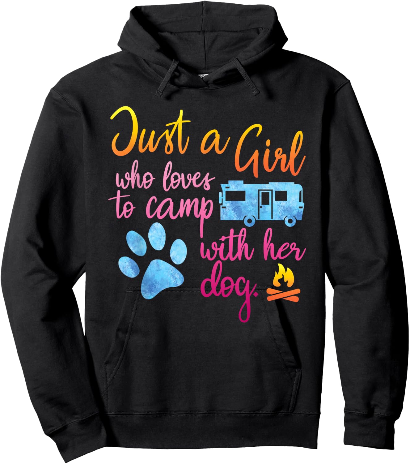 Just A Girl Who Loves To Camp With Her Dog Cute Camping Hoodie - Hoodie | Black