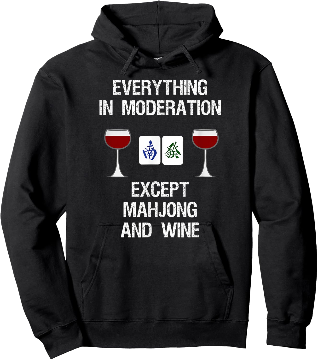 Mahjong - Funny Wine Moderation Hoodie - Hoodie | Black