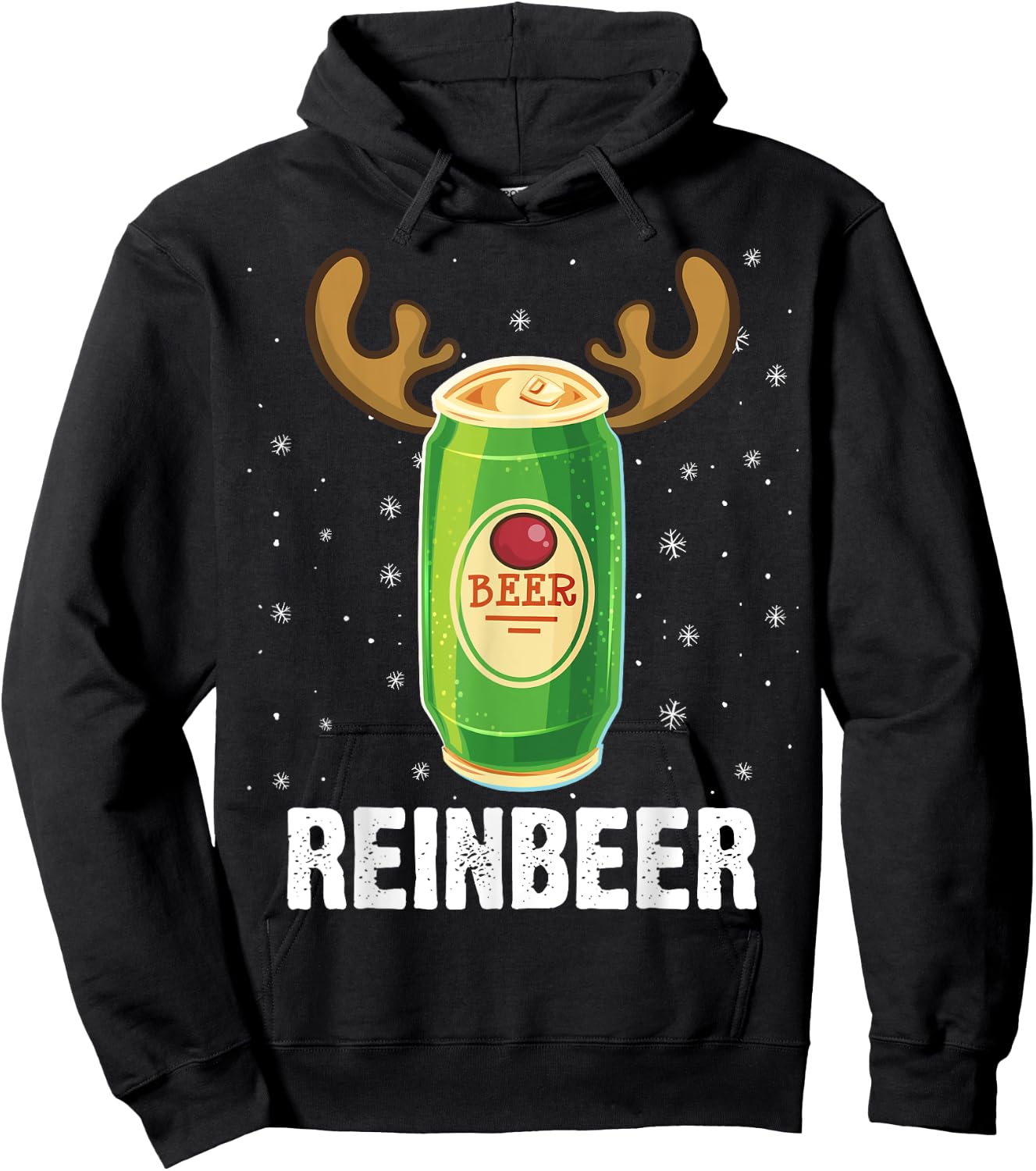 Funny Christmas Reindeer Beer Pun Xmas Hoodie - Hoodie | Black
