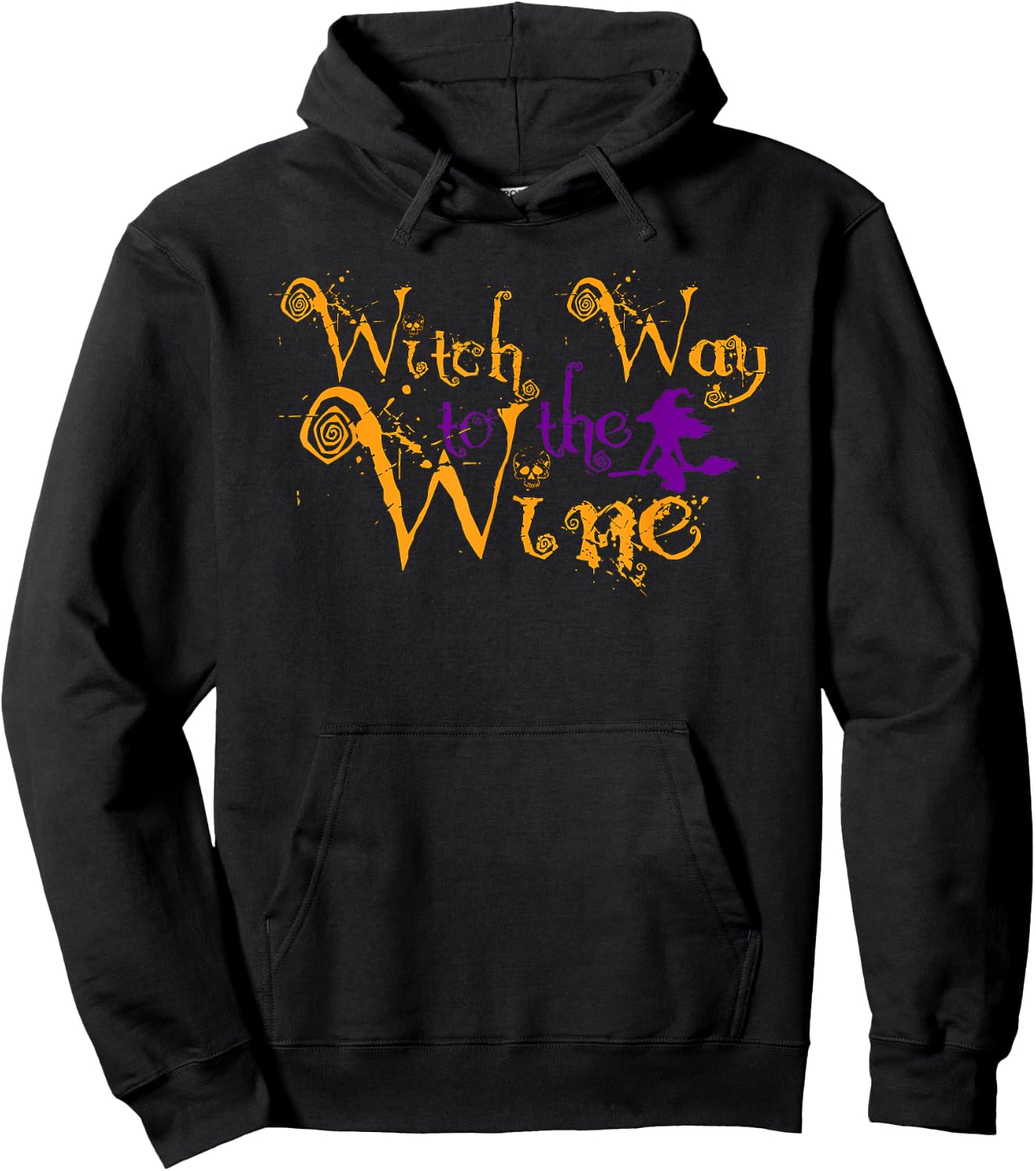 Witch way to the wine shirt Party Halloween Wine lover shirt Hoodie - Hoodie | Black