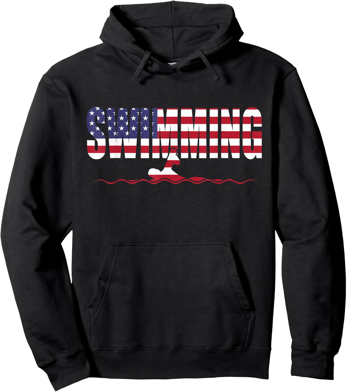Swimming American Flag USA Flag Sport Team Fan Hoodie - Hoodie | Black
