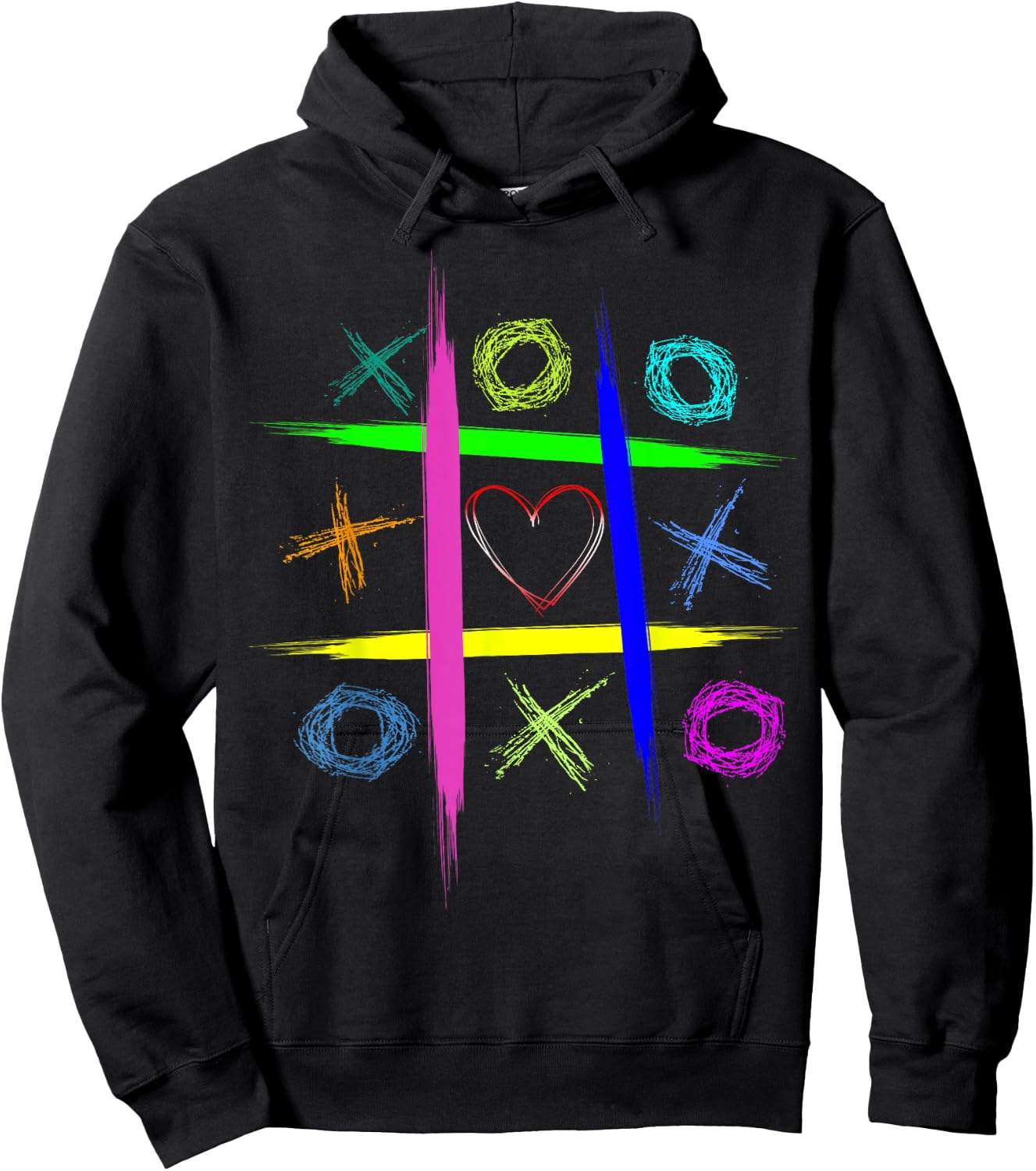 Ultimate Tic tac toe board game colorful & heart hugs kisses Hoodie - Hoodie | Black