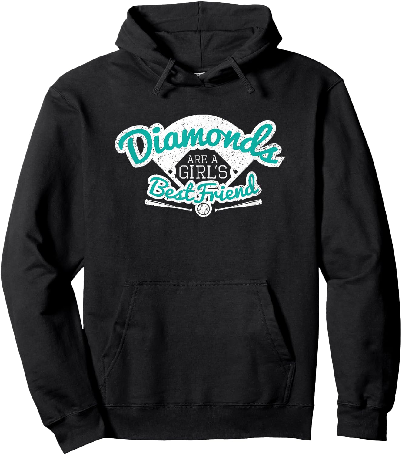 Softball Diamonds are a Girl's Best Friend shirt gift teal Hoodie - Hoodie | Black