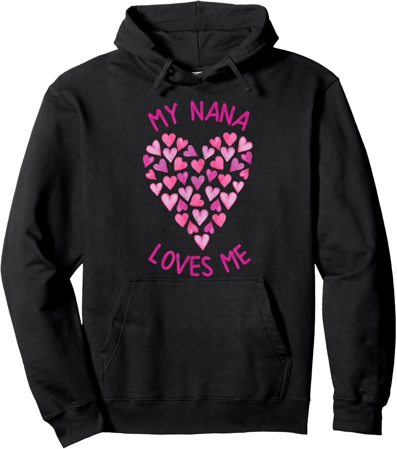 My Nana Loves Me Valentine Hearts for Girls Hoodie - Hoodie | Black