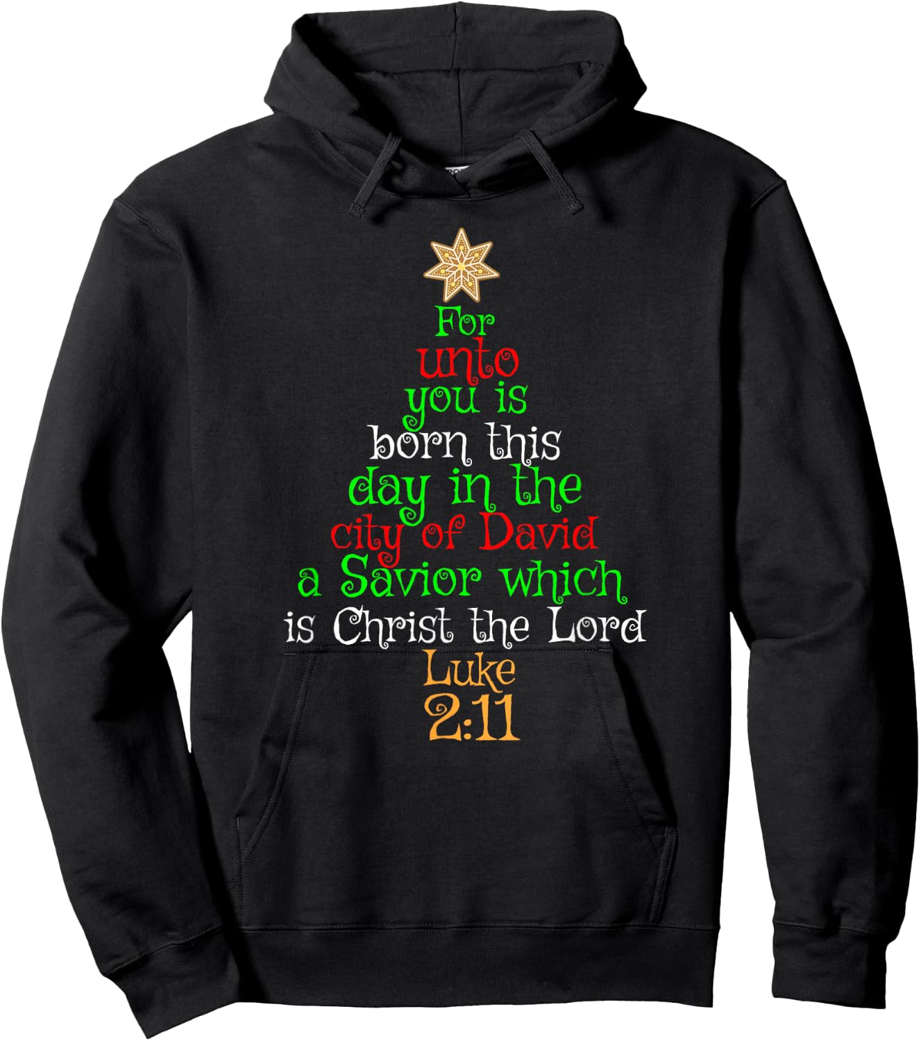 Christmas Christian Shirt UNTO YOU IS BORN A SAVIOR Gift Hoodie - Hoodie | Black