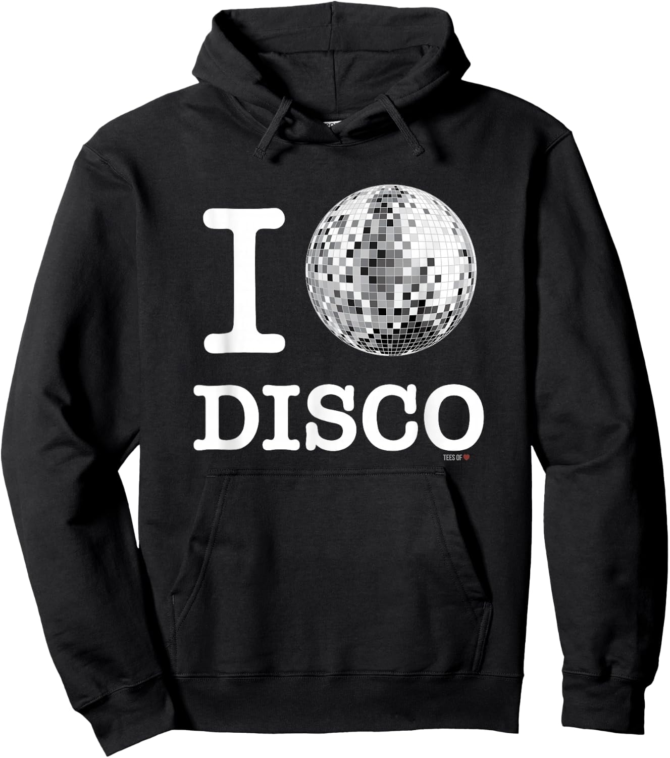 Official I Love Disco , White Mirror Ball Shirt Hoodie - Hoodie | Black