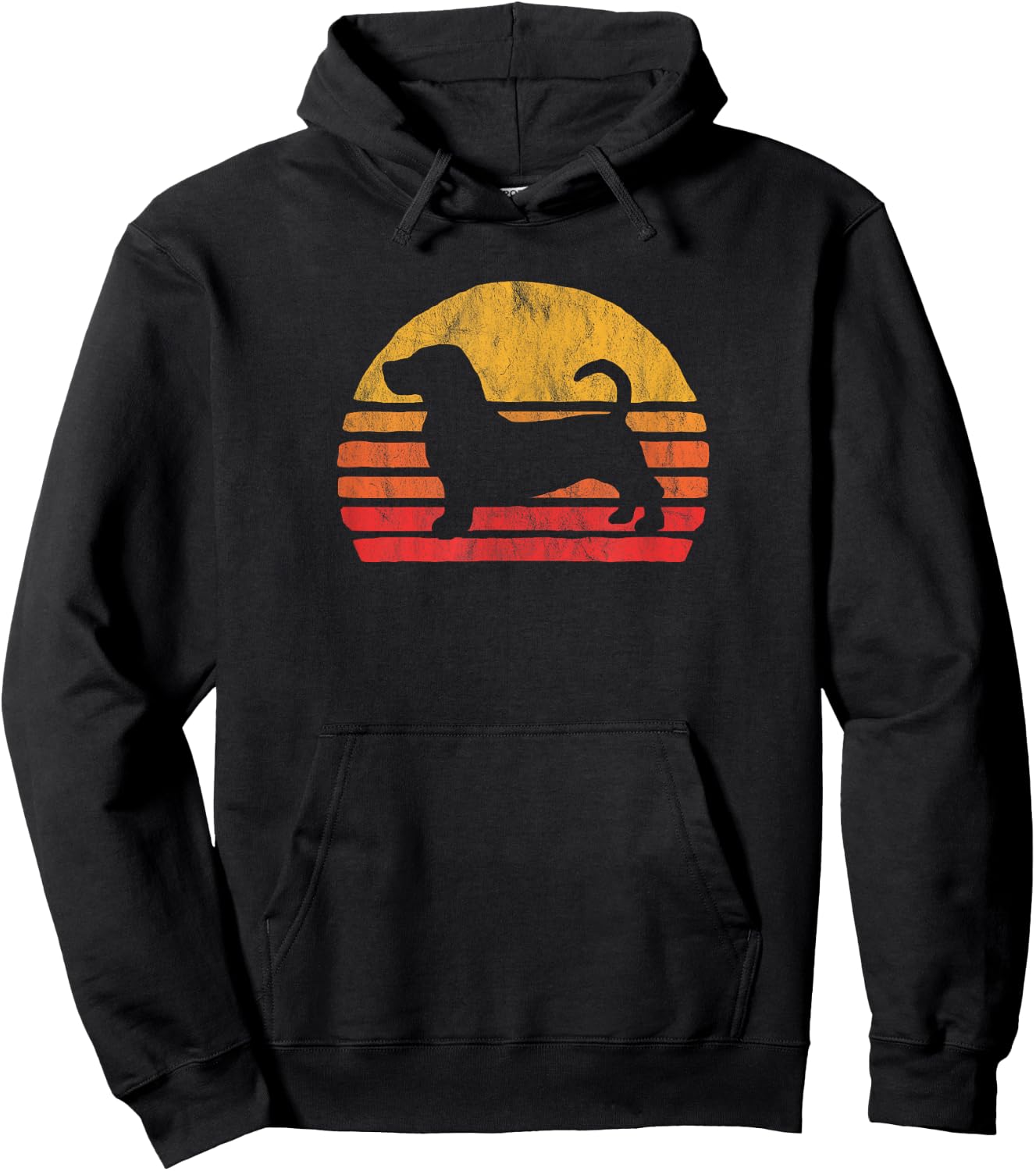 Retro Bassett Hound Sun - Vintage Dog Breed Design Women Kids Hoodie - Hoodie | Black
