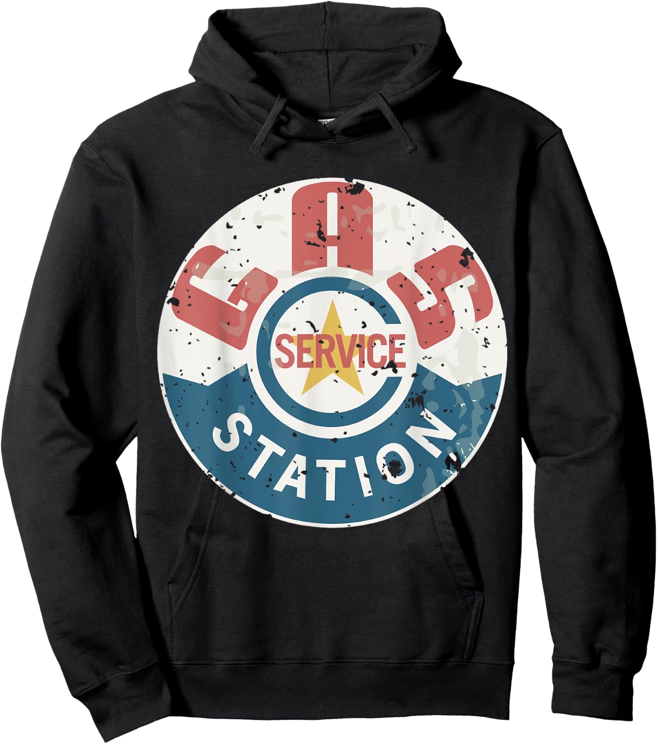 Vintage Gas Station (distressed shirts women & men) Hoodie - Hoodie | Black