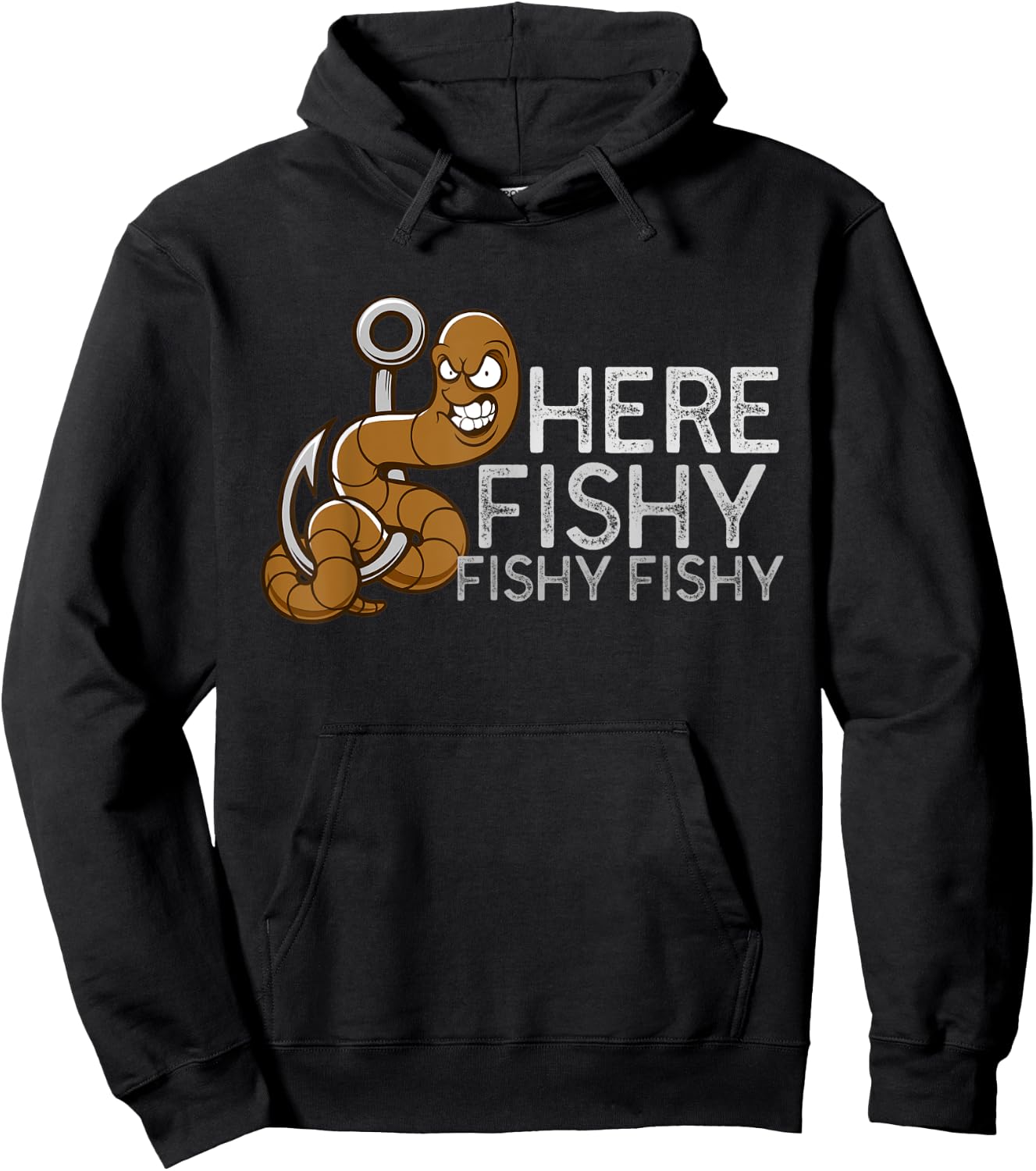 Fisherman Fishing T Shirt | Here Fishy Fishy Fishy Hoodie - Hoodie | Black