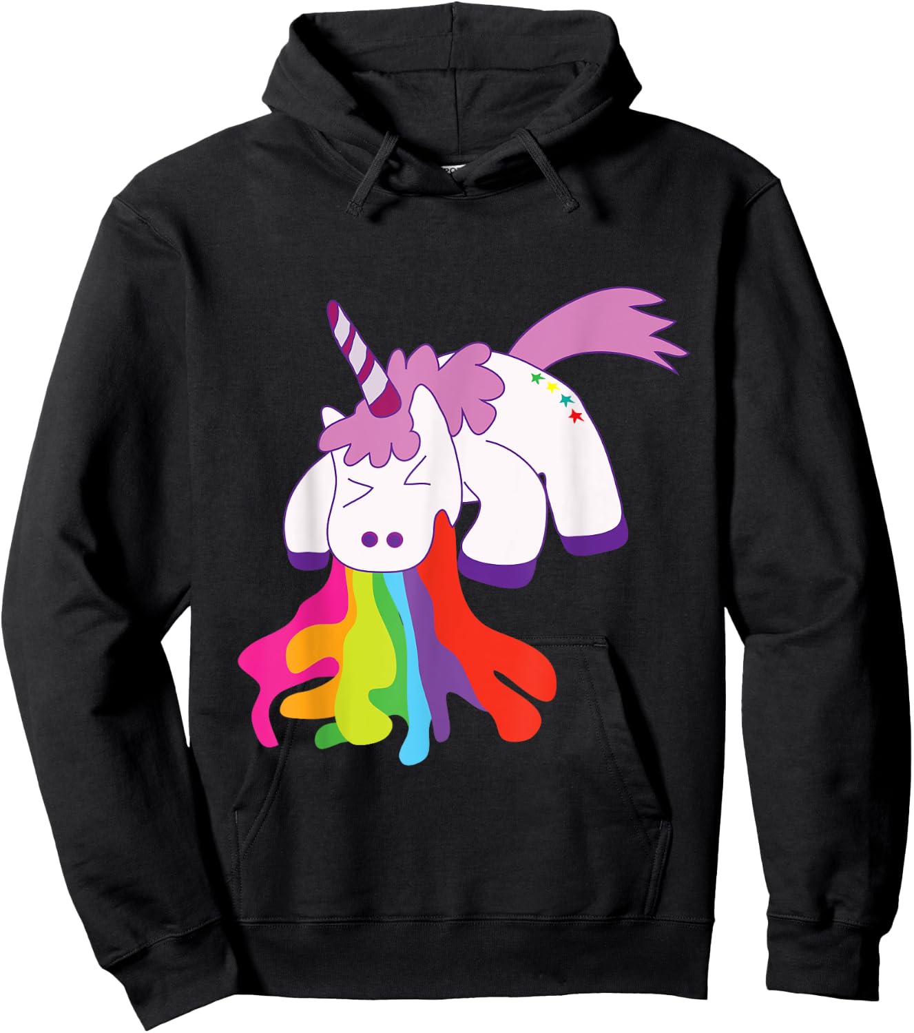 Unicorn Puking Rainbows Graphic T shirt Funny Rainbow Puke Hoodie - Hoodie | Black