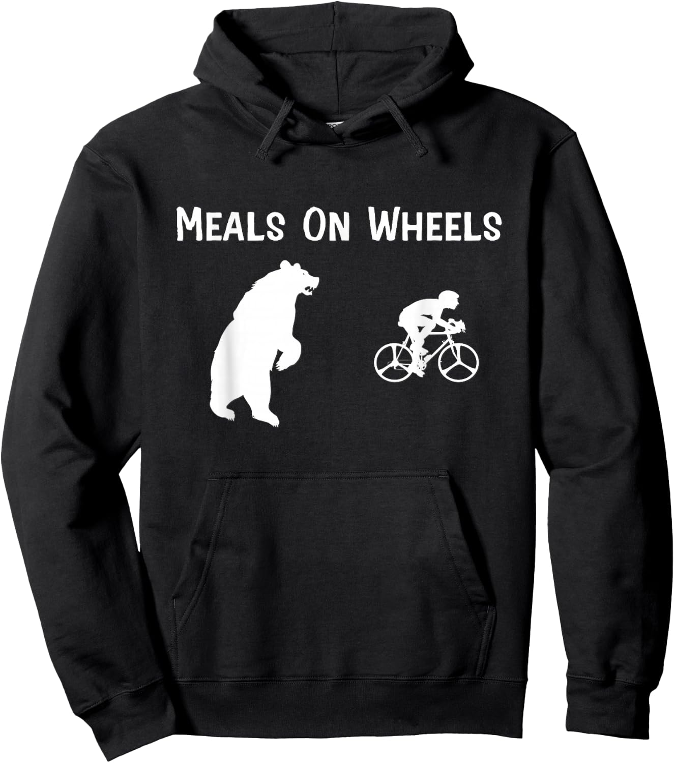 Funny Bear Chasing Bike Rider Meals On Wheels Hoodie - Hoodie | Black