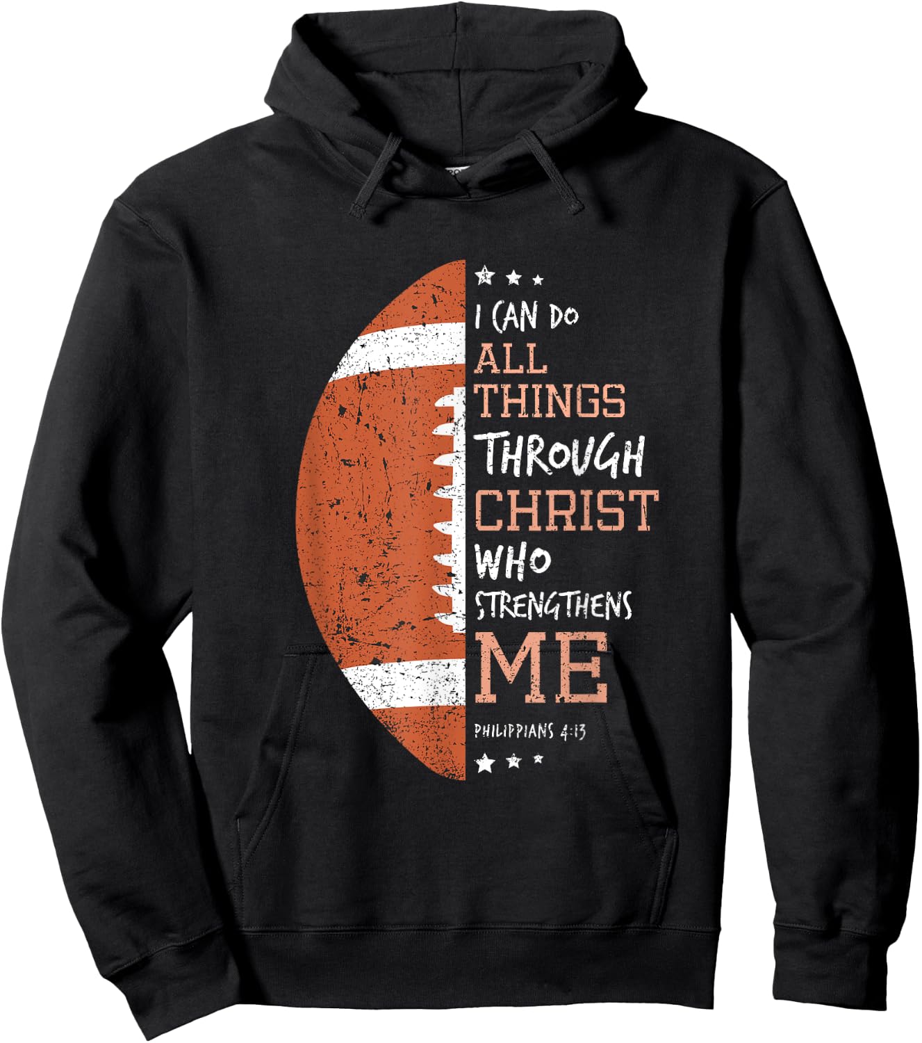 Philippians 4 13 I Can Do All Things Christian US Football Hoodie - Hoodie | Black