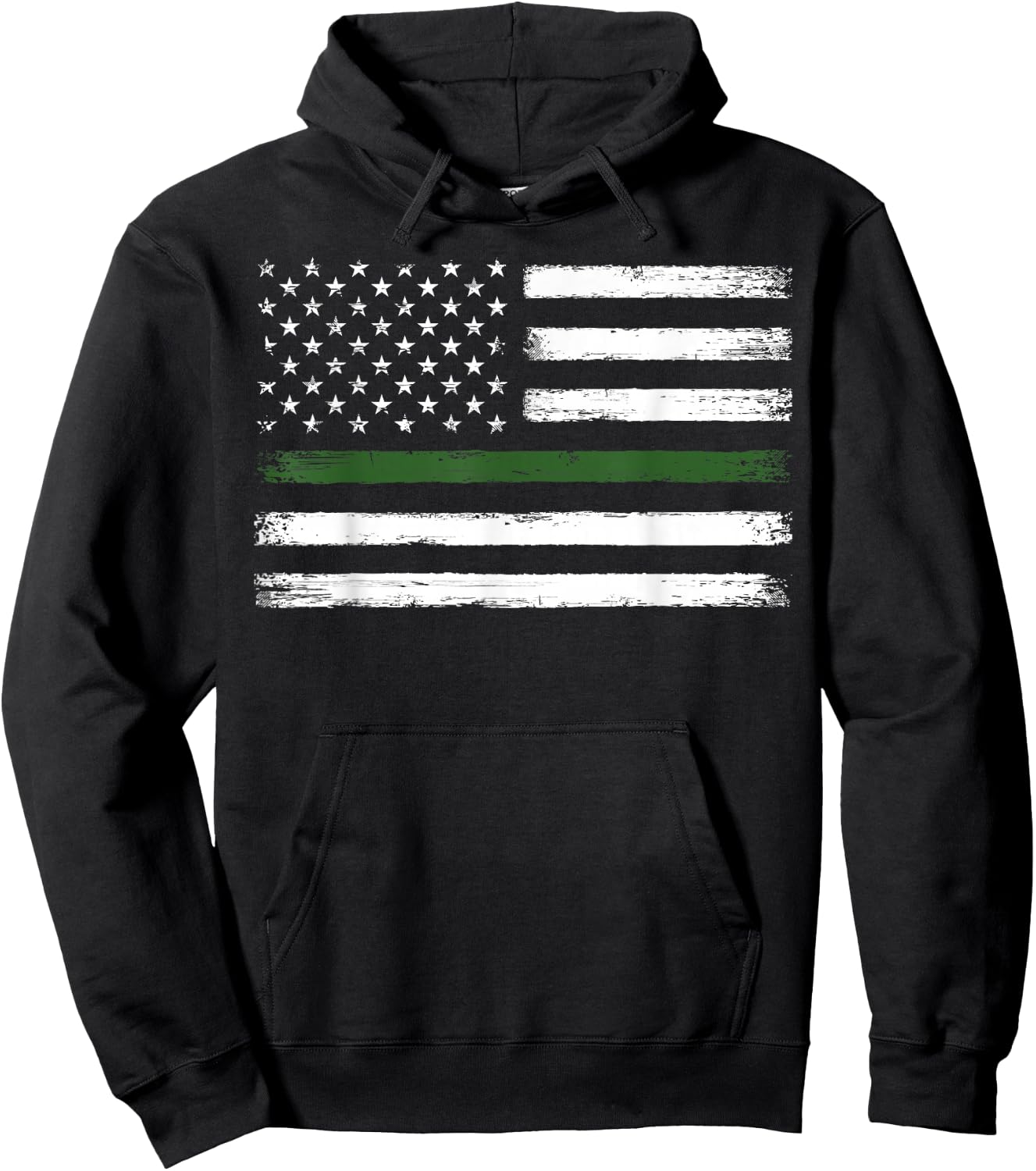 Thin Green Line Flag Military Family, Vintage, Patriotic Hoodie - Hoodie | Black