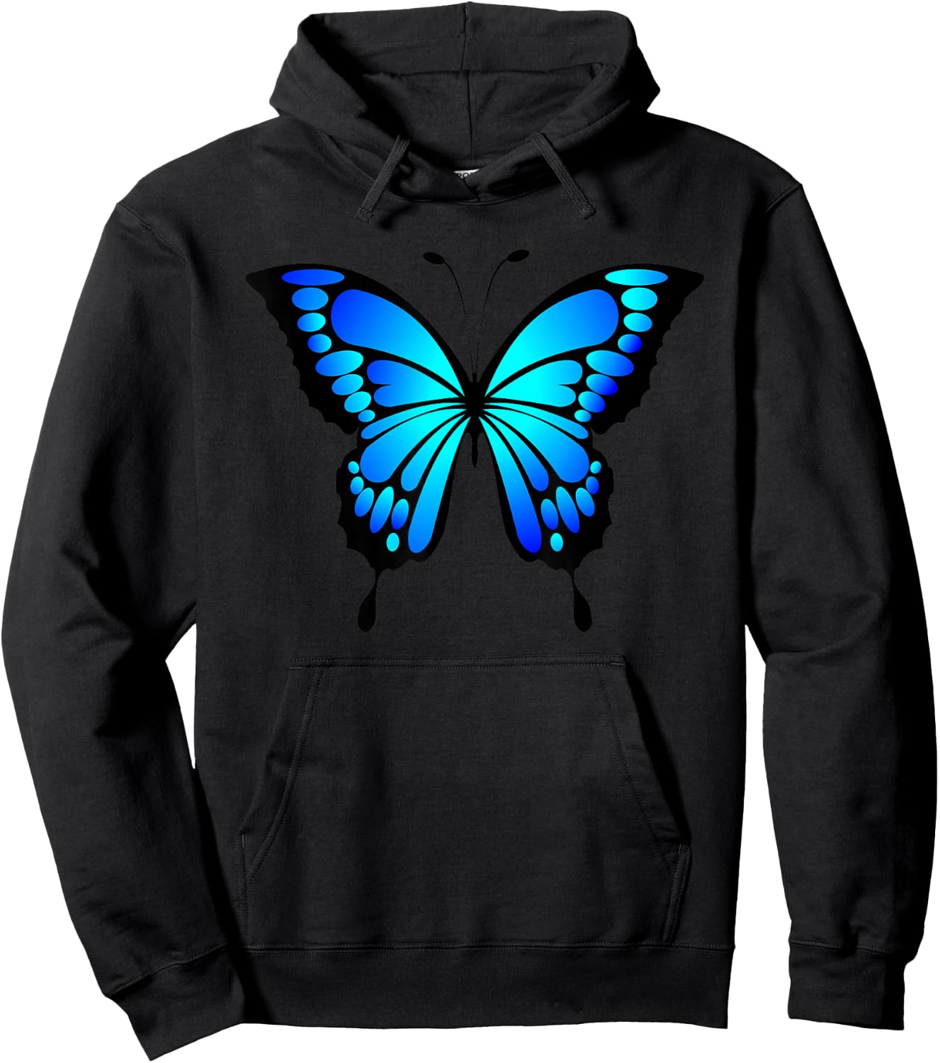 Cute Colorful Blue Butterfly Small Hoodie - Hoodie | Black