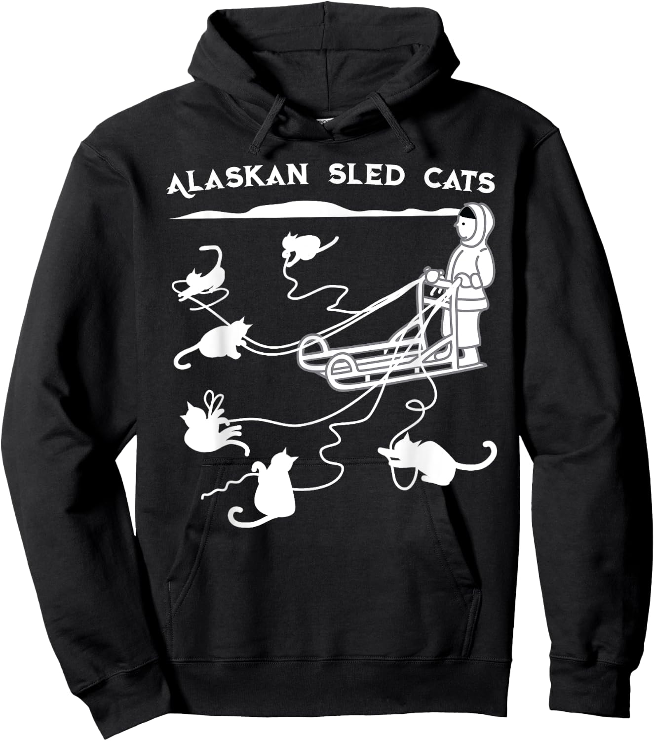 Sledding Gift Cute Alaskan Sled Cats for Cat-Loving Alaskans Hoodie - Hoodie | Black