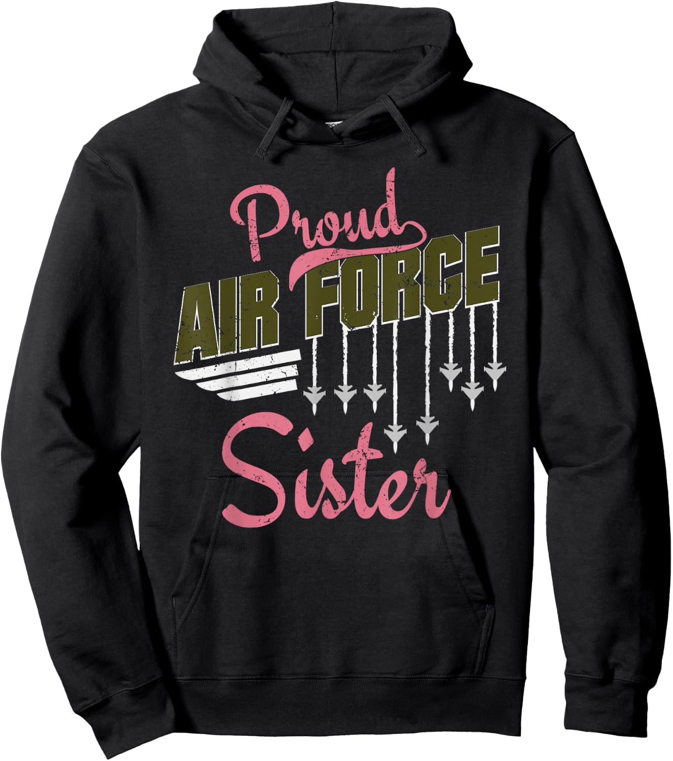 Proud Air Force Sister Veteran Patriotic Air Force Hoodie - Hoodie | Black