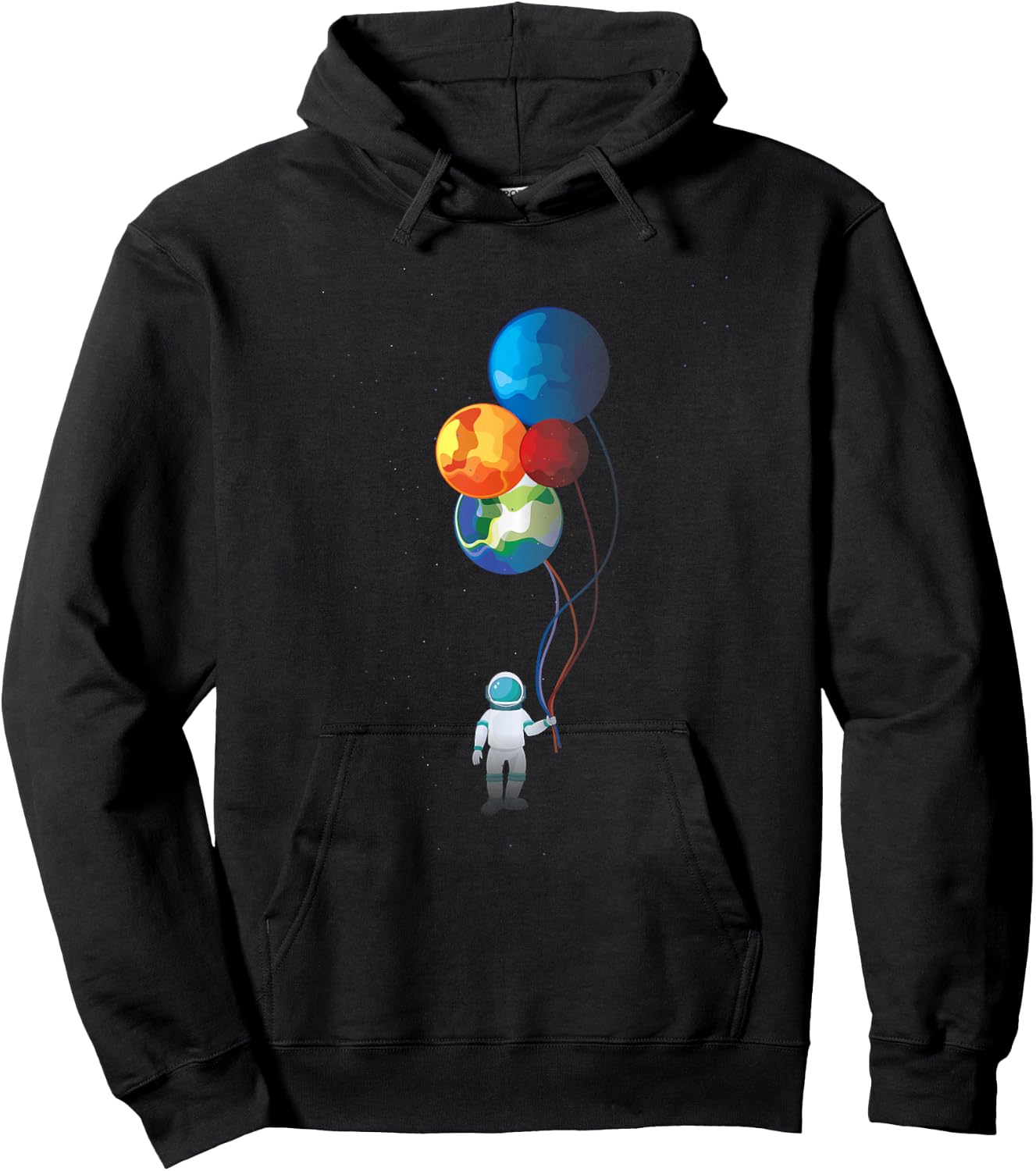 Astronaut in Space Holding Planet Balloon Cute Gift Hoodie - Hoodie | Black