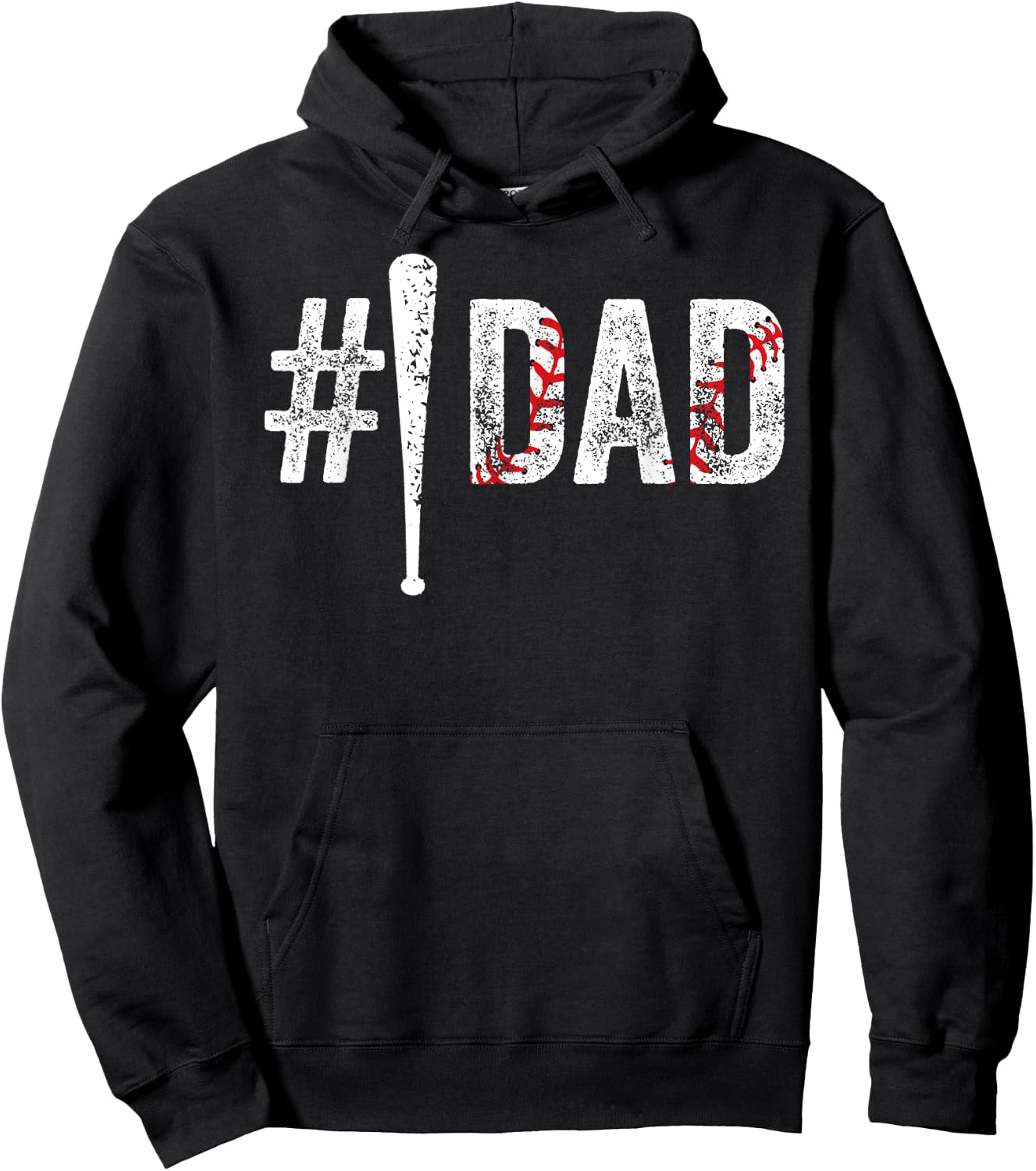 Number One Baseball Dad for Fathers Day #1 Daddy Funny Hoodie - Hoodie | Black