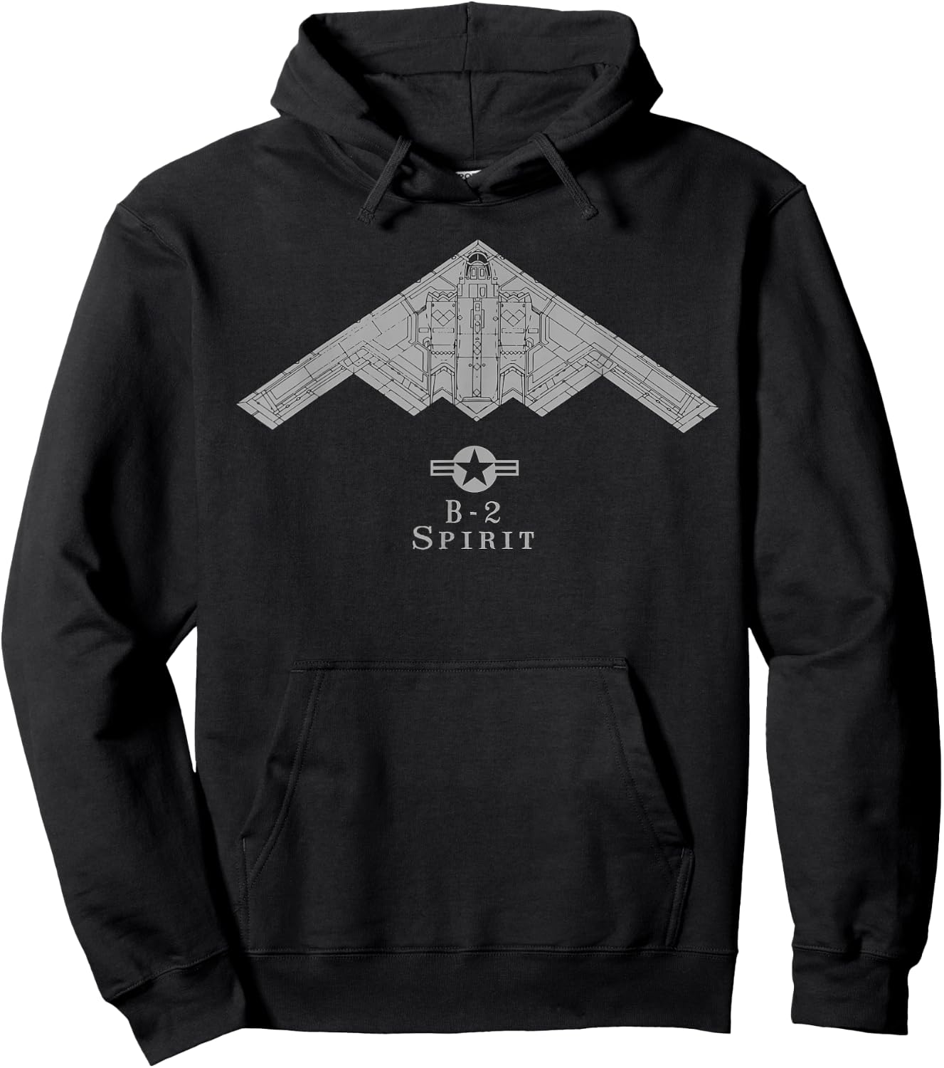 B-2 Spirit Stealth Bomber Tech Drawing Military Airplane Hoodie - Hoodie | Black