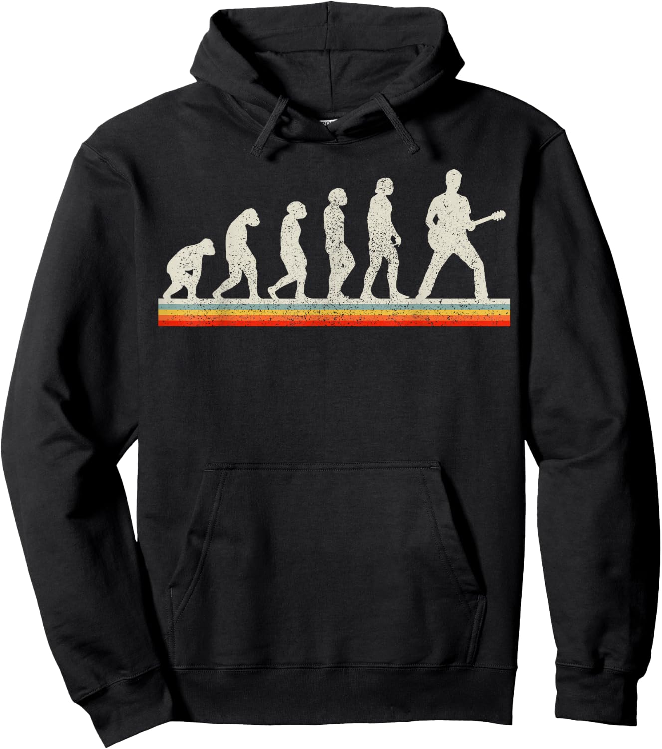 Guitar Player Evolution Vintage Retro Funny Guitar Gift Hoodie - Hoodie | Black