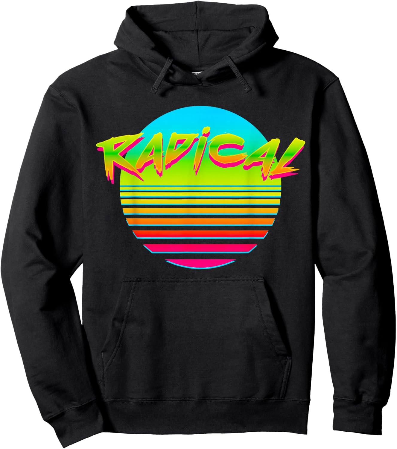 Radical Hot Sun Retro 80s 90s Vintage Outrun Hoodie - Hoodie | Black