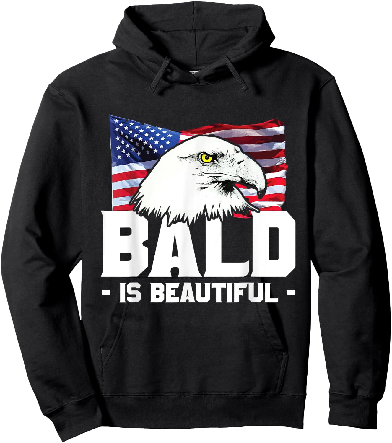 Bald Is Beautiful Patriotic American Eagle Gift Kids Men Hoodie - Hoodie | Black
