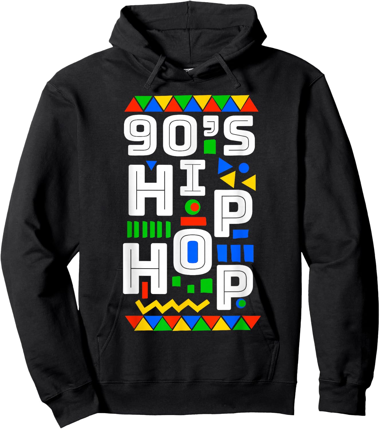 90's Hip Hop Vibes retro pattern Hoodie - Hoodie | Black