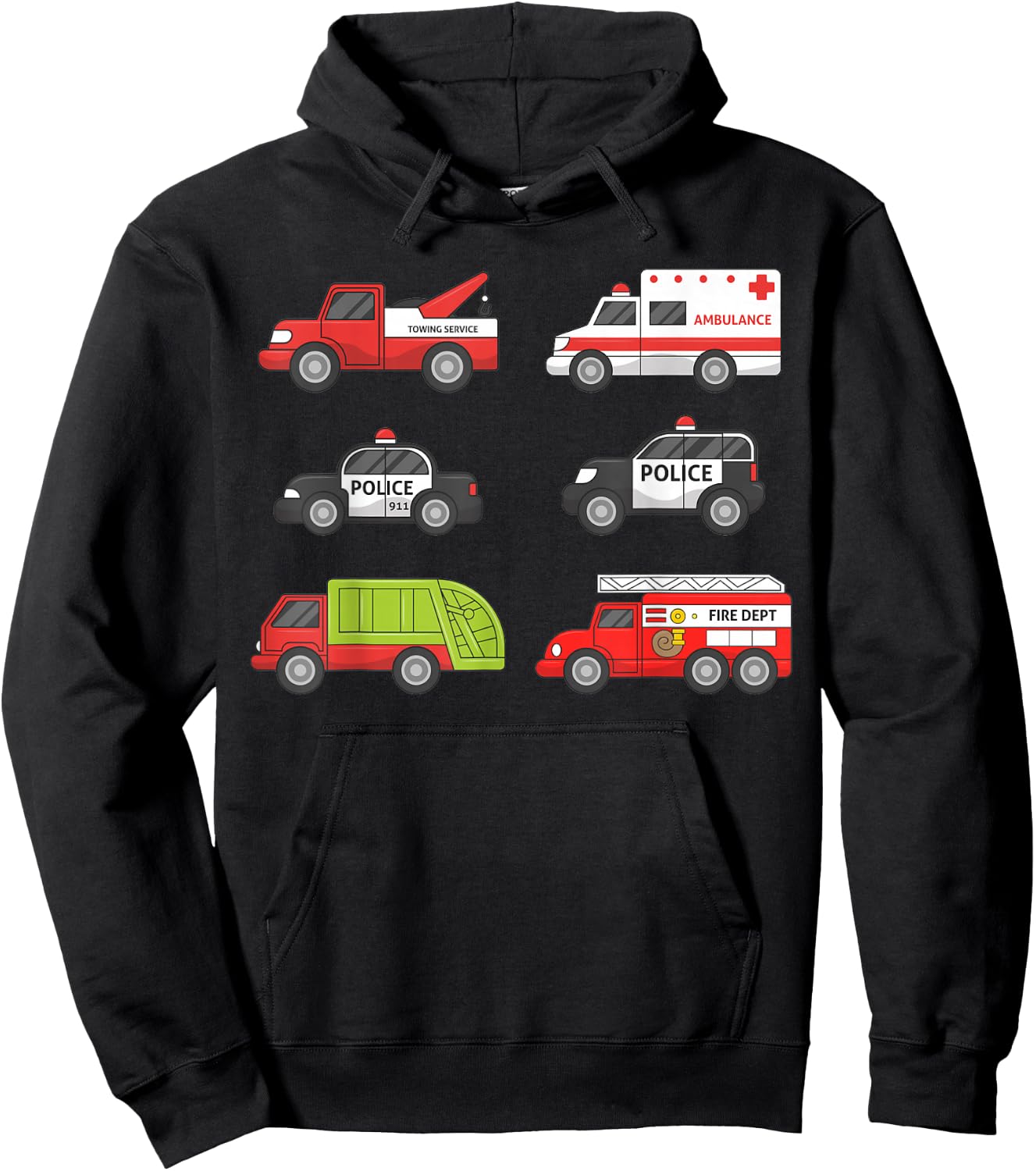 Emergency Vehicles Fire Truck Police Car Ambulance Shirt Hoodie - Hoodie | Black