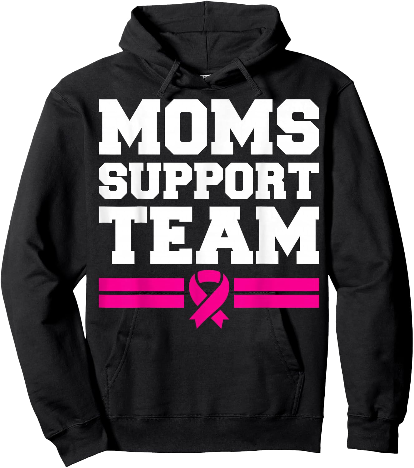 Moms Support Team Son Daughter Breast Cancer Awareness Hoodie - Hoodie | Black