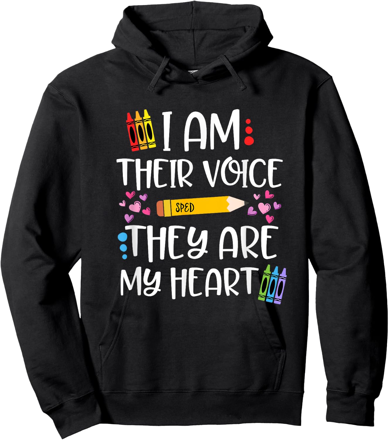 I Am Their Voice They Are My Heart Gift SPED Teachers Hoodie - Hoodie | Black