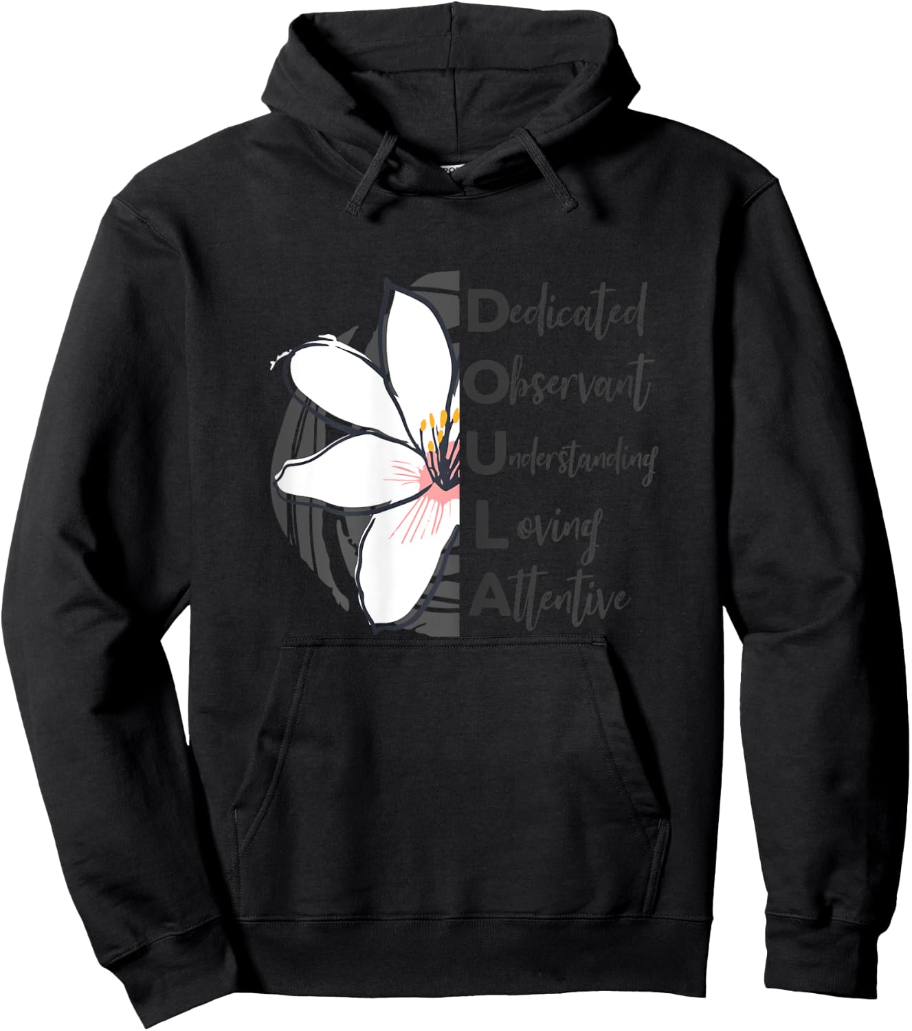 Doula Quote Thank you Appreciation Half Picture Text Hoodie - Hoodie | Black