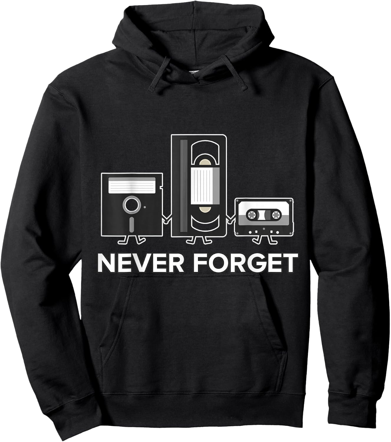 Never Forget T Shirt Funny Floppy Disk VHS Tape 90s 80s Hoodie - Hoodie | Black