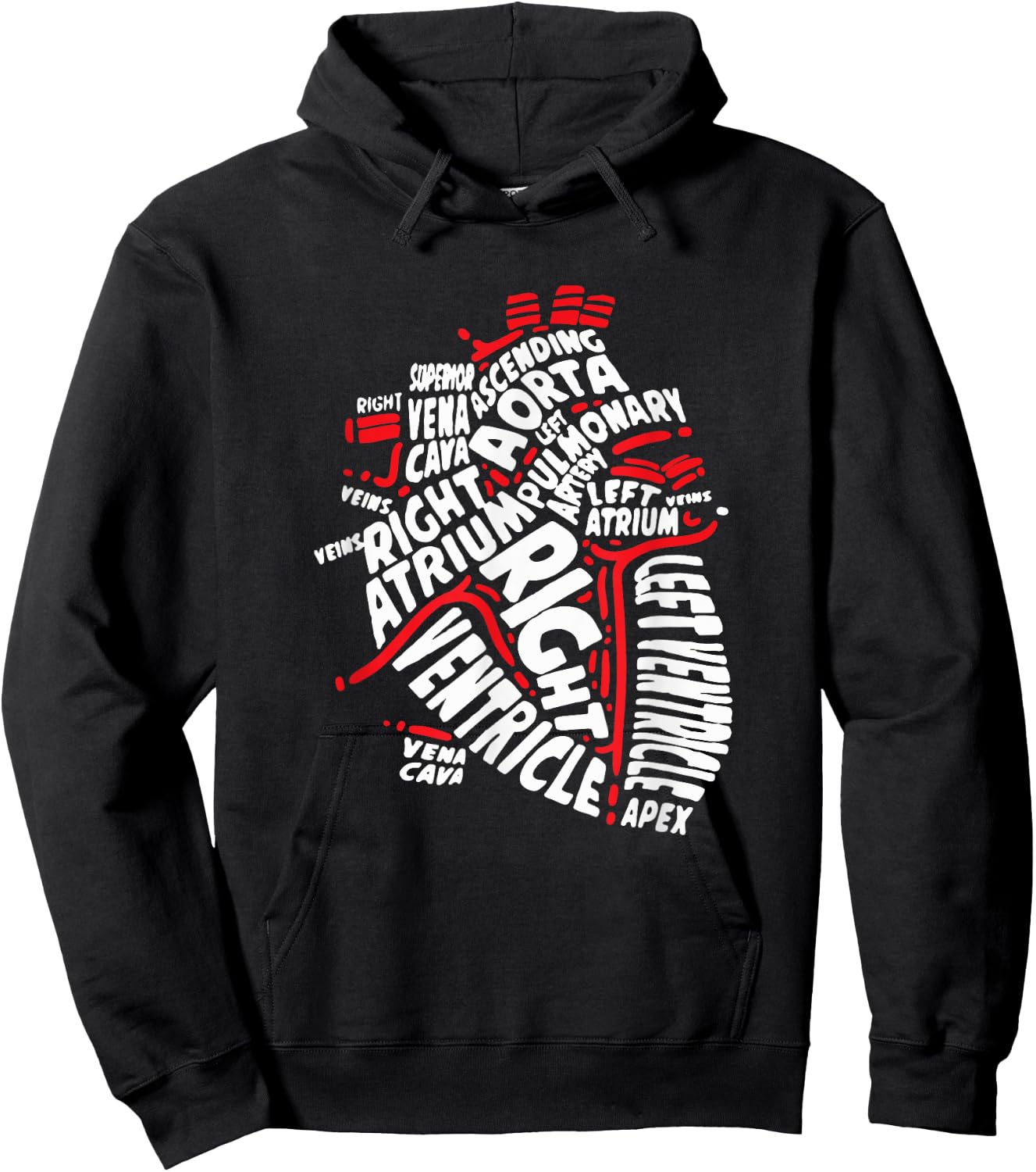 Anatomical Heart Medical Parts of Heart Anatomy Hoodie - Hoodie | Black