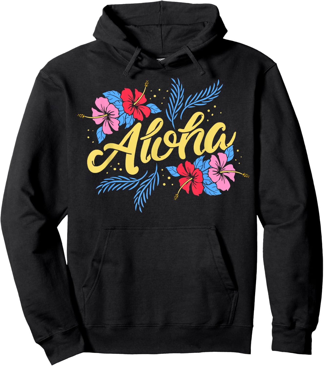 Aloha Hawaii Hawaiian Flowers Vacation Surf Gift Hoodie - Hoodie | Black