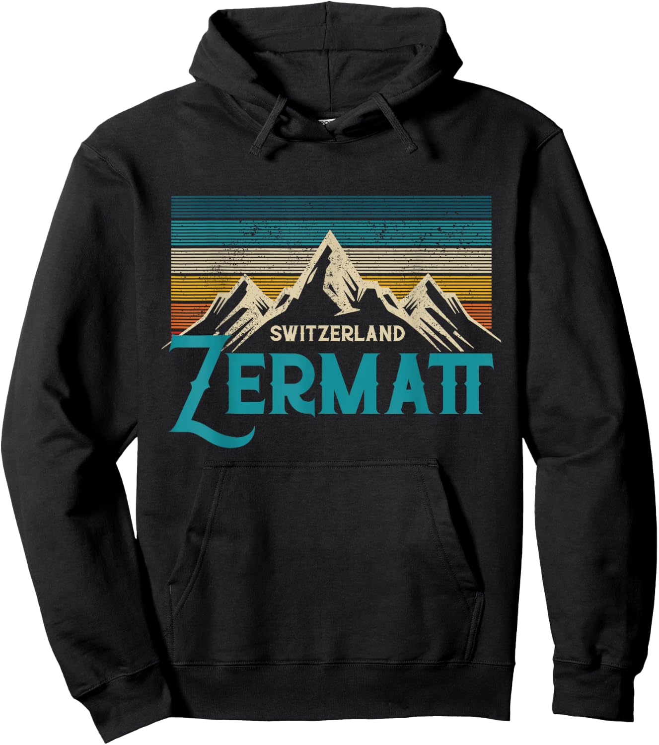 Zermatt Switzerland Vintage Mountains Ski Souvenir Gift Hoodie - Hoodie | Black