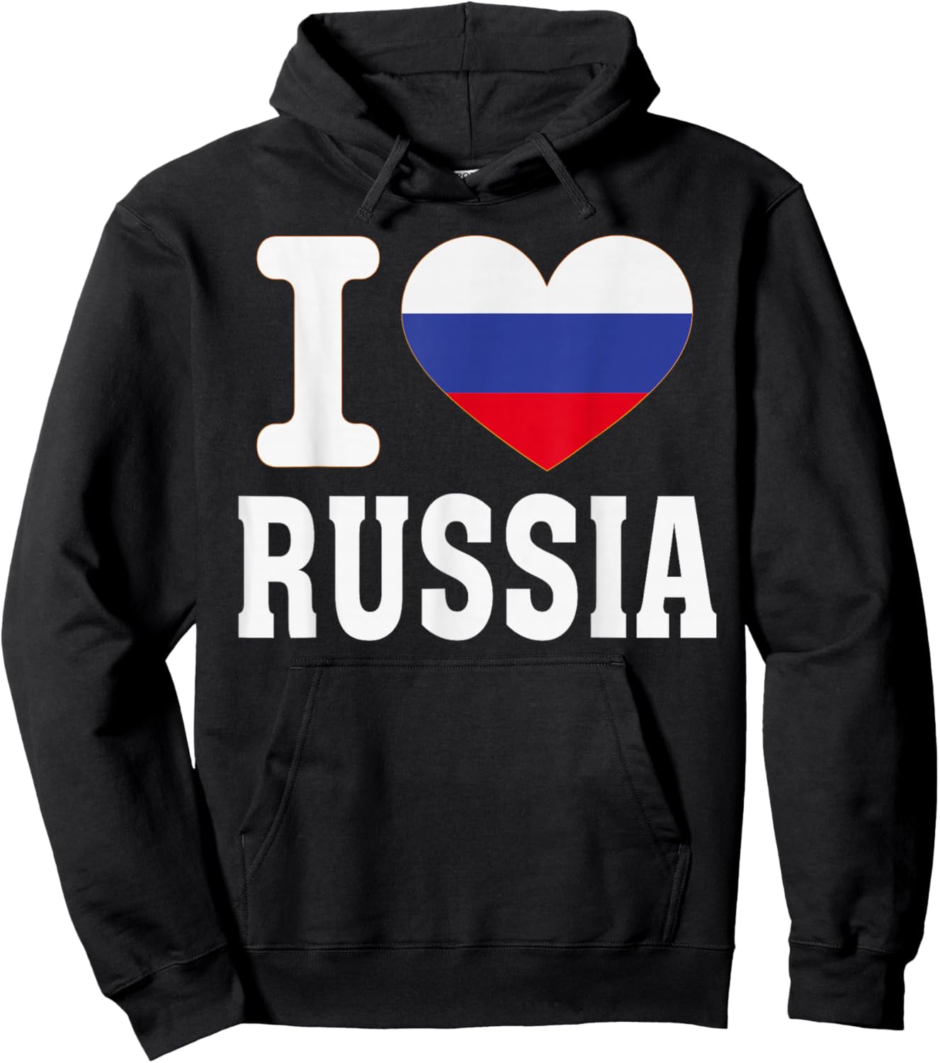 I Love Russia Heart Souvenir Lovers Pride Travel Hoodie - Hoodie | Black
