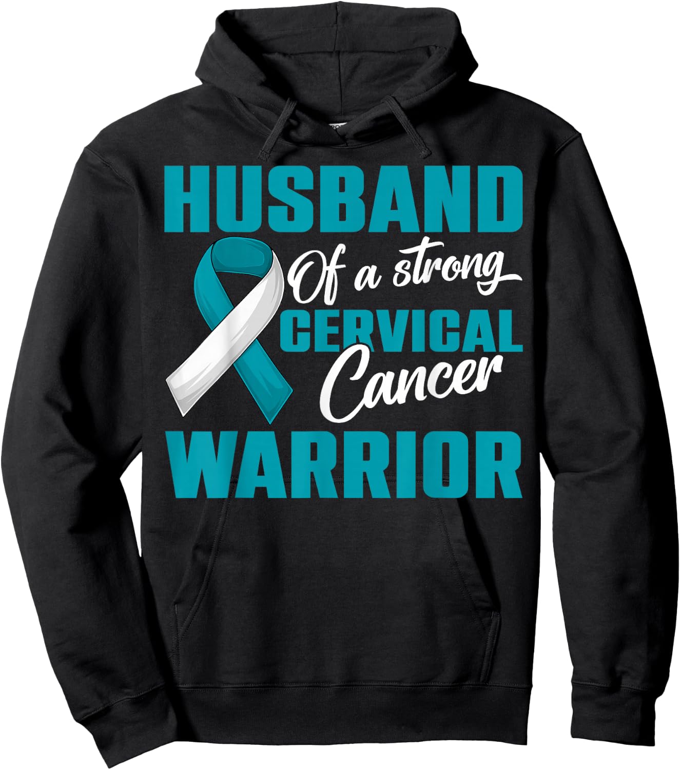 Husband Of A Strong Cervical Cancer Warrior Wife Supporters Hoodie - Hoodie | Black
