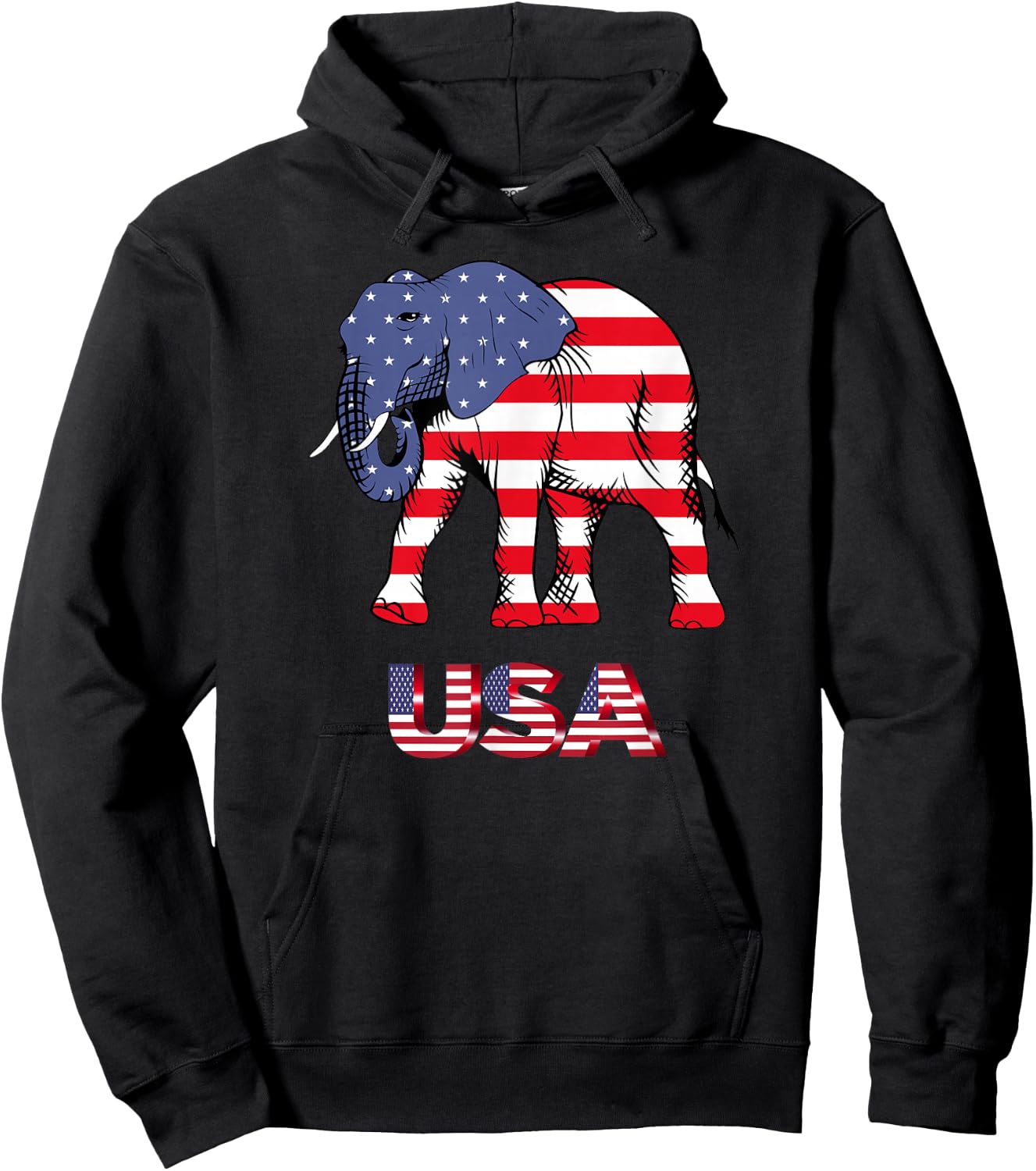 American Elephant Patriotic USA Republican GOP Women Kids Men Hoodie - Hoodie | Black