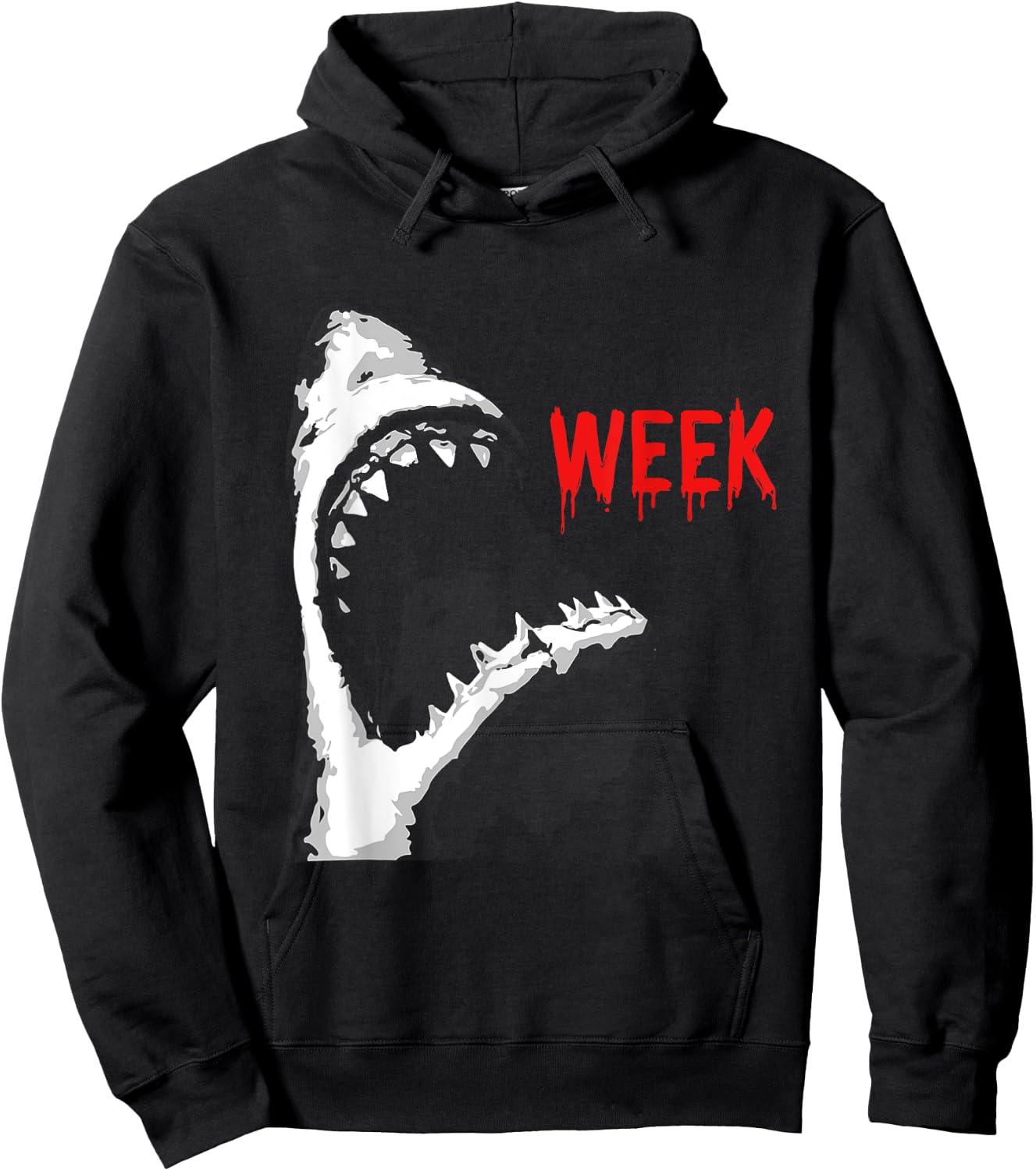 Bloody Week Funny Shark Opening Jaw Teeth Sharks Lover Hoodie - Hoodie | Black