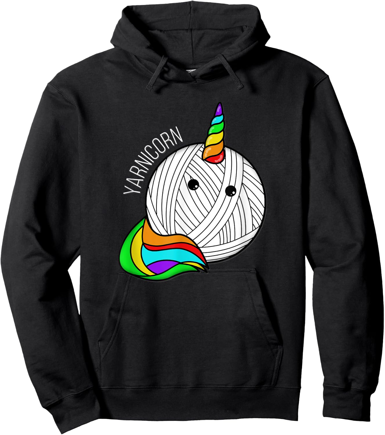 Funny Yarn Art Unicorn - Yarn Horn Crochet Pictures Hoodie - Hoodie | Black