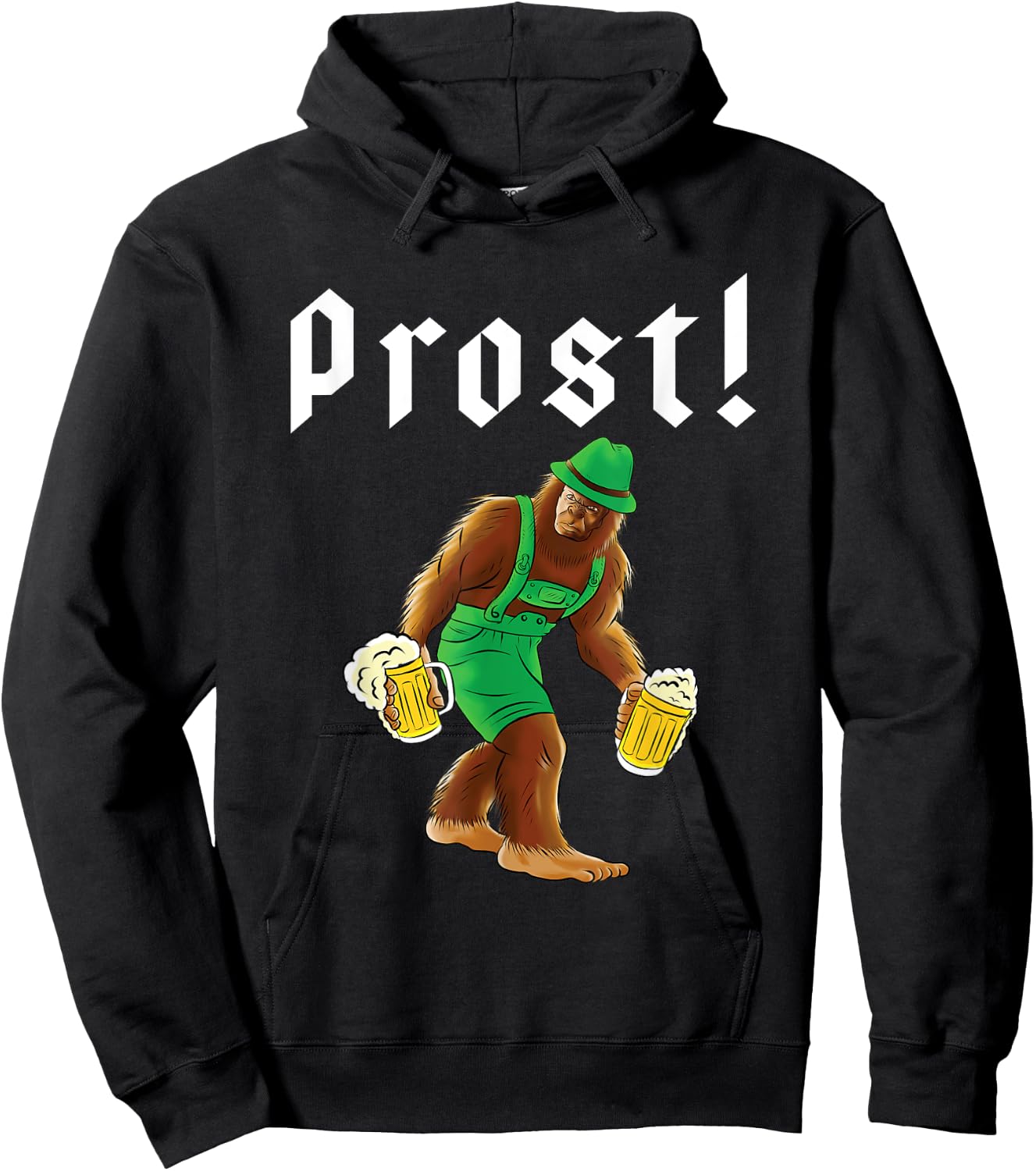 Bigfoot in Lederhosen Costume Oktoberfest Party Beer Drinking Hoodie - Hoodie | Black