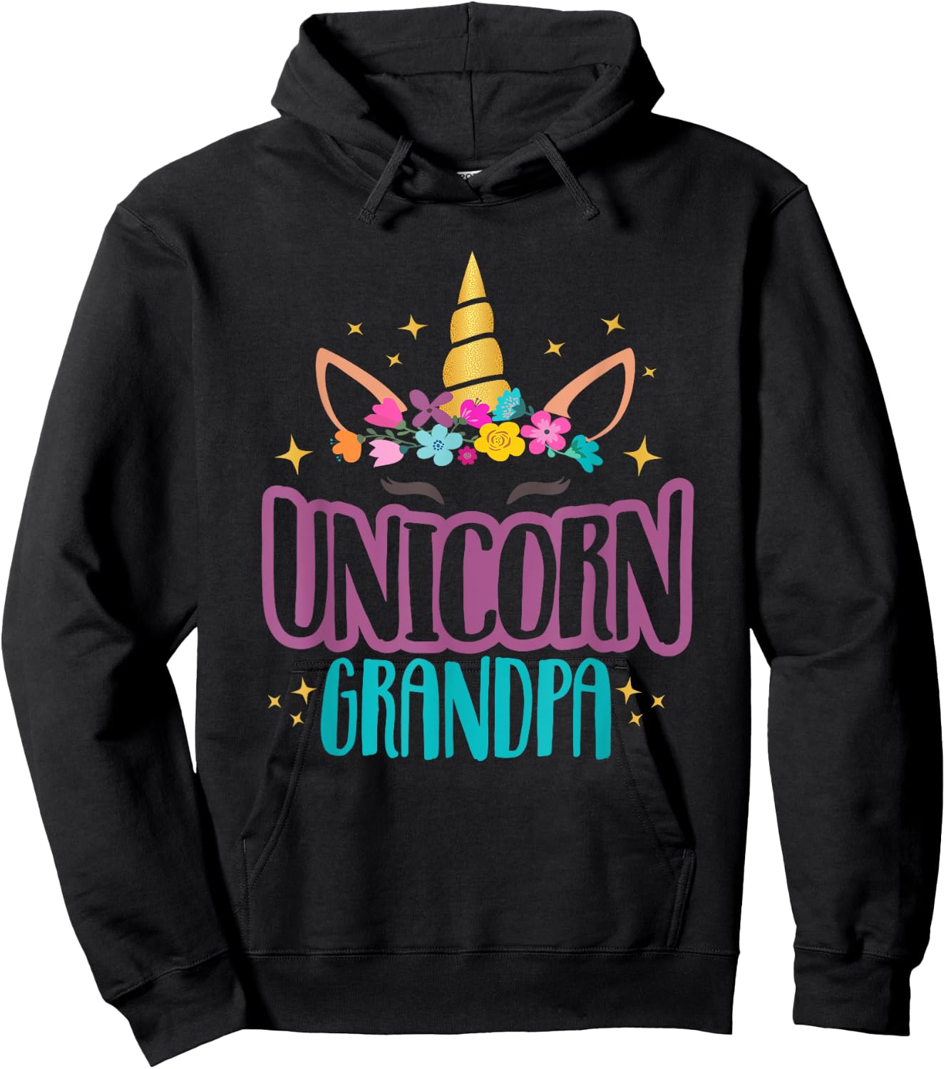 Unicorn Grandpa Unicorns Birthday Party Grandpacorn Matching Hoodie - Hoodie | Black