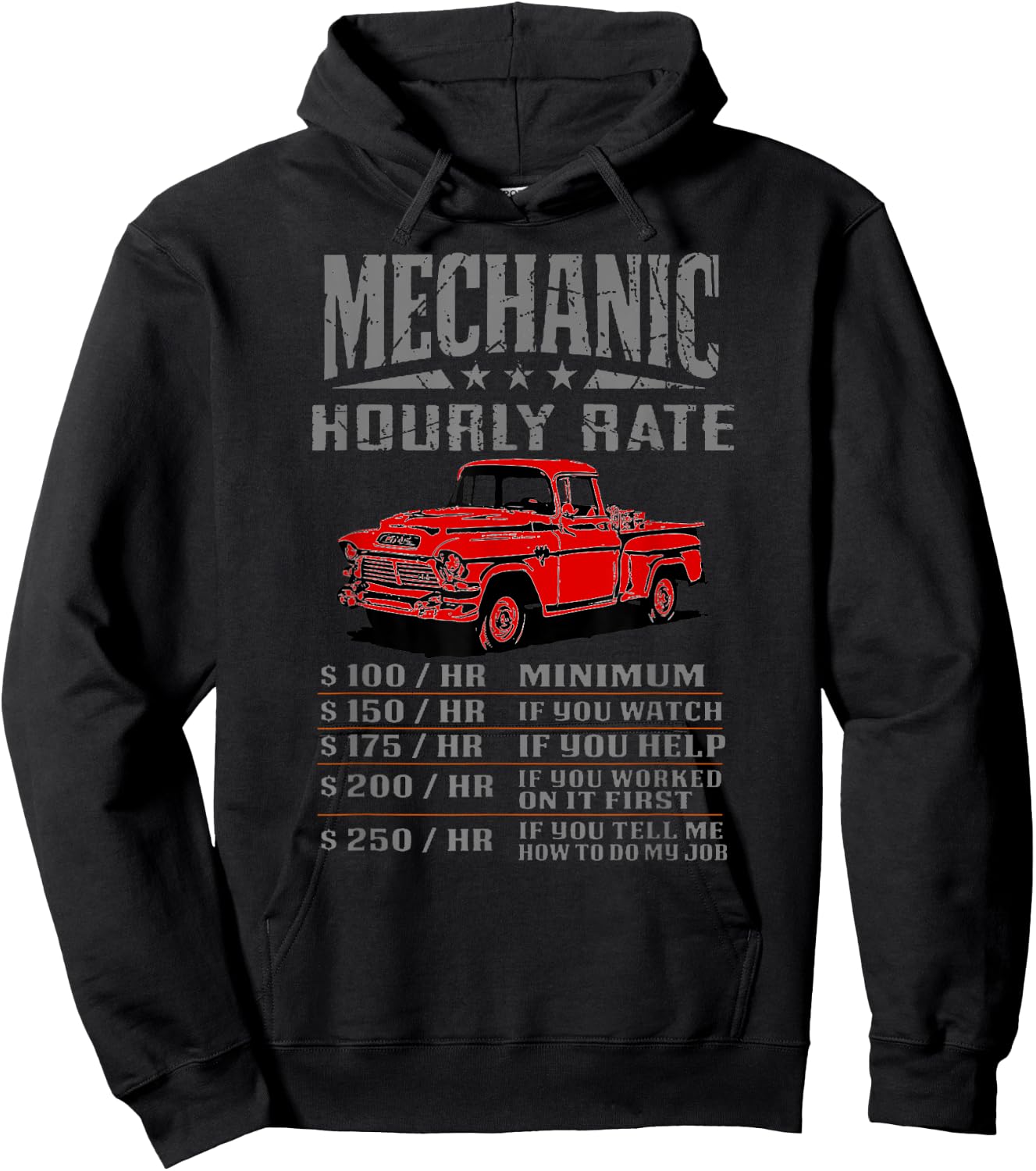 Funny Auto Mechanic Hourly Rate Gift Labor Rates Hoodie - Hoodie | Black