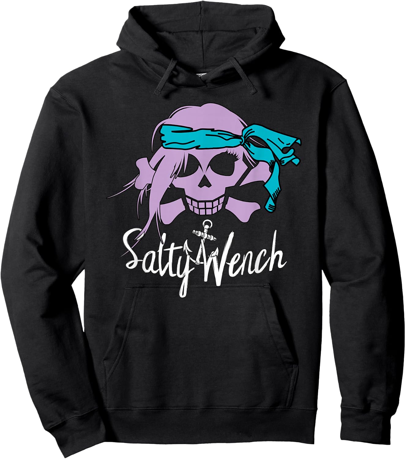 Salty Wench T Shirts Girl Pirate Skull Crossbones Anchor Hoodie - Hoodie | Black