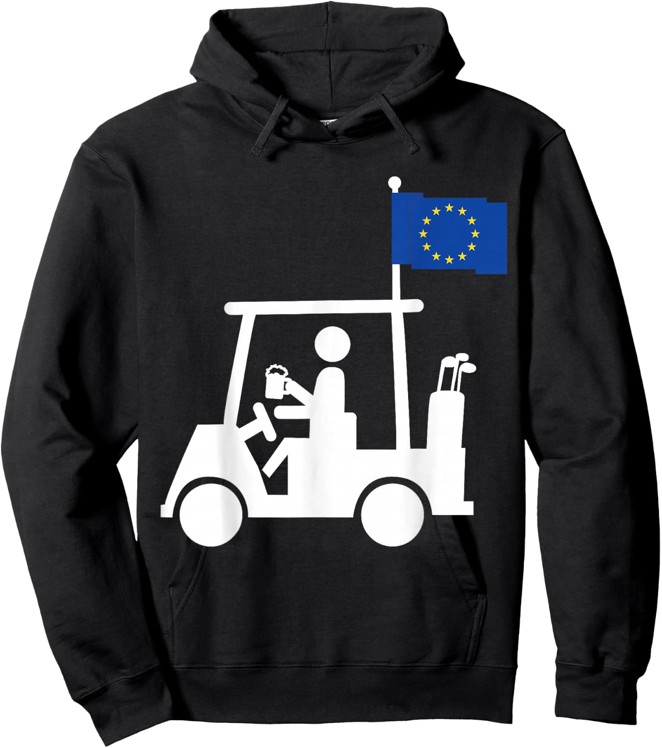 Patriotic Golf Wear EU Golf Cart European Flag Hoodie - Hoodie | Black