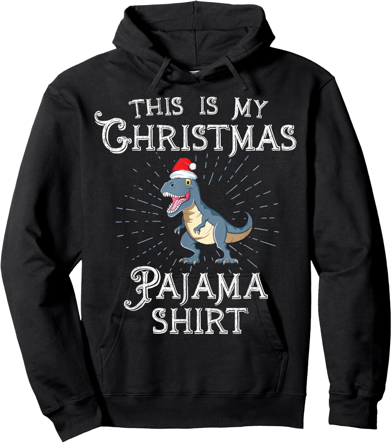 Retro This Is My Christmas Pajama TRex Dinosaur Christmas Hoodie - Hoodie | Black