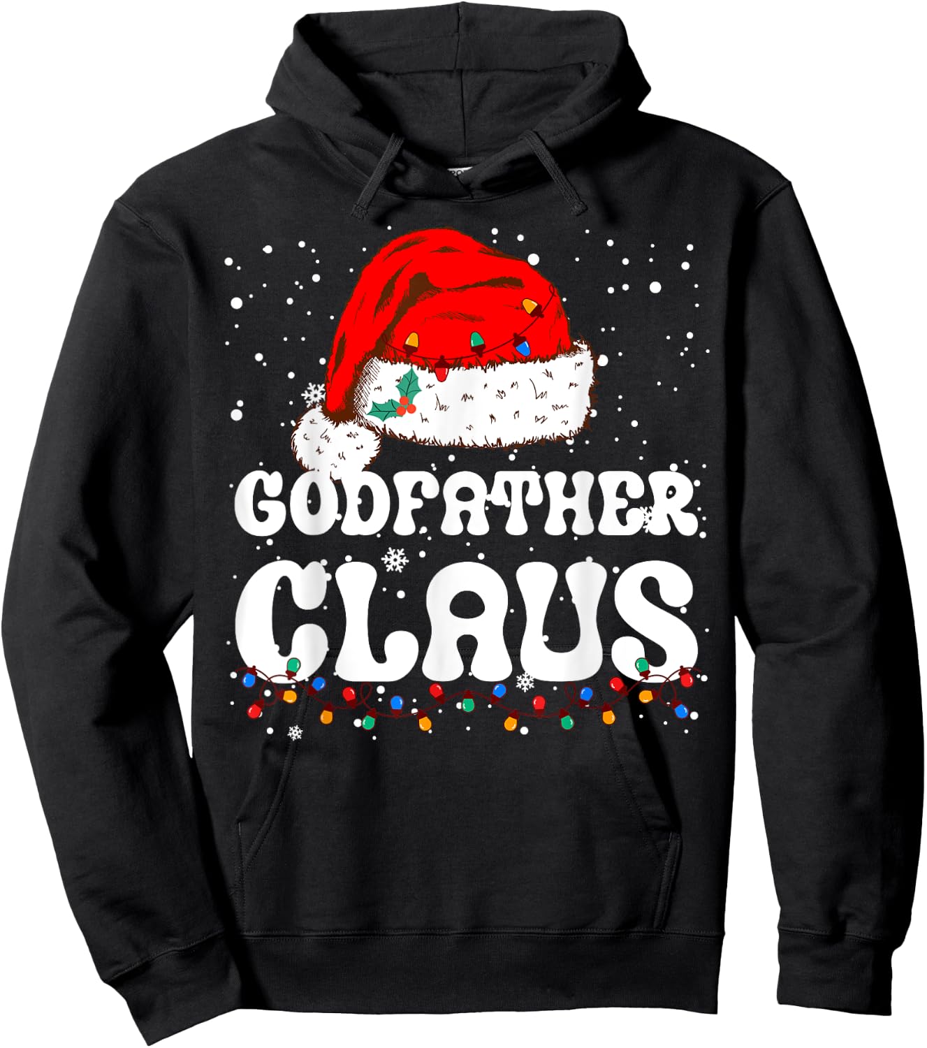 Godfather Claus Christmas Daddy Santa Family Matching Pajama Hoodie - Hoodie | Black
